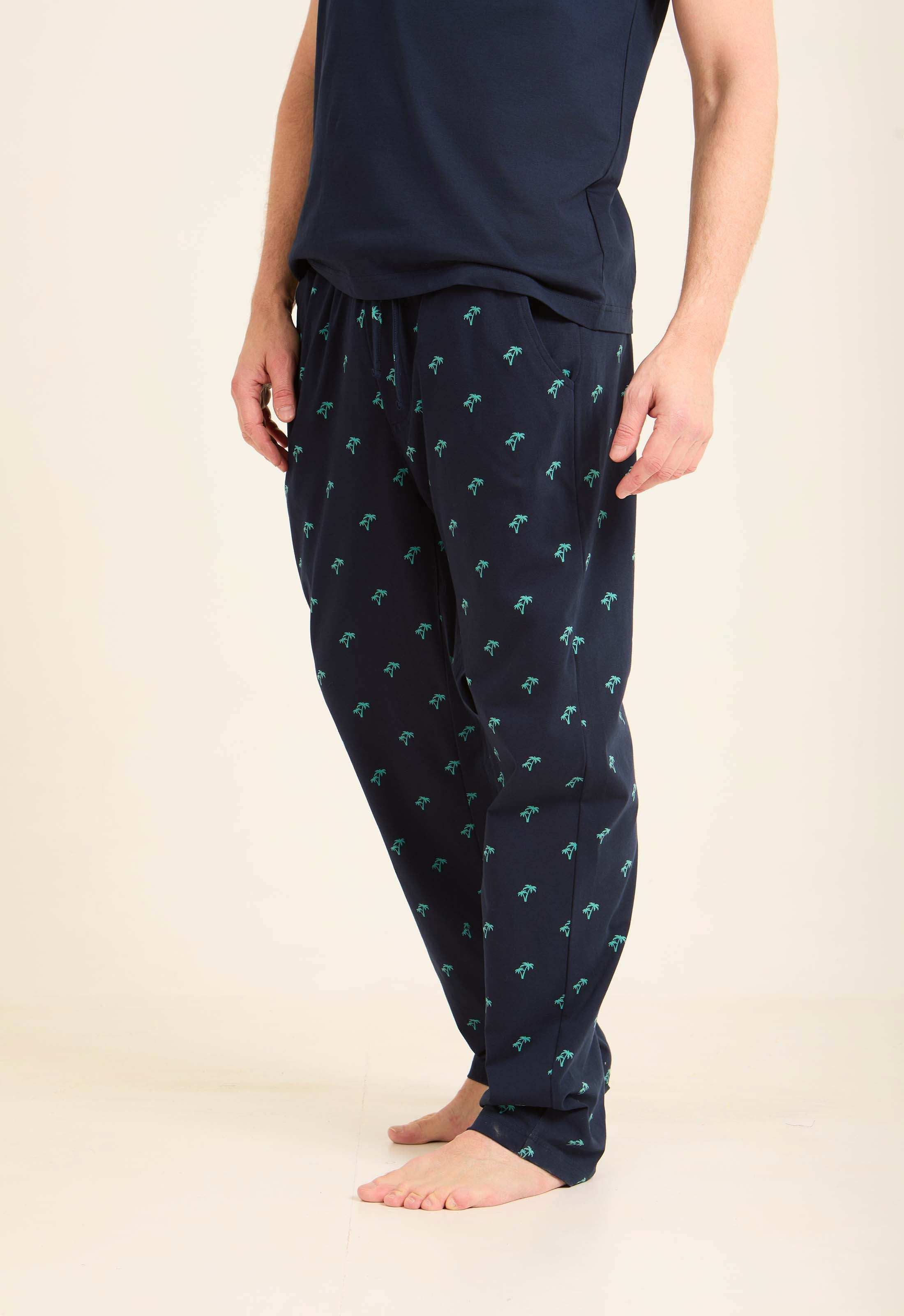 Printed Tee & Patterned Pants Comfy Pajama Set - Image 6