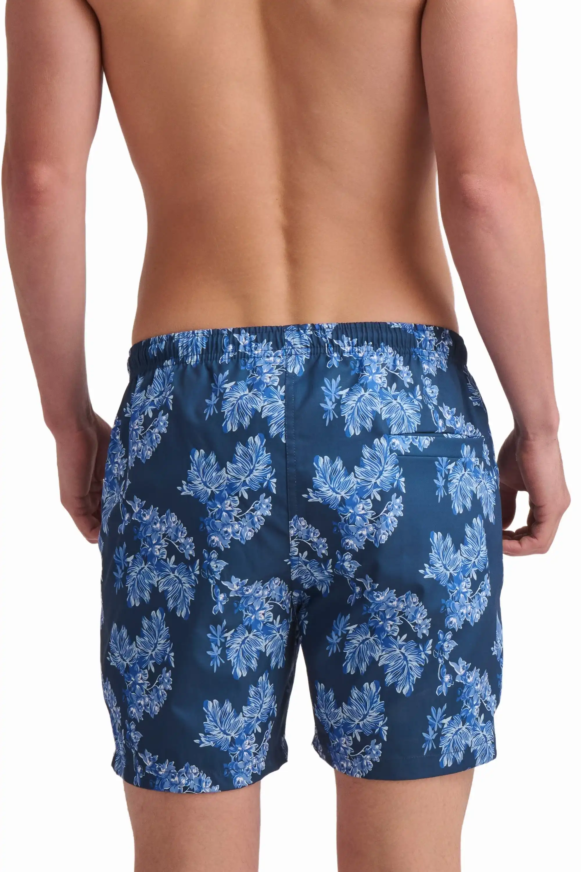 Blue Abstract Print Swim Shorts - Image 3