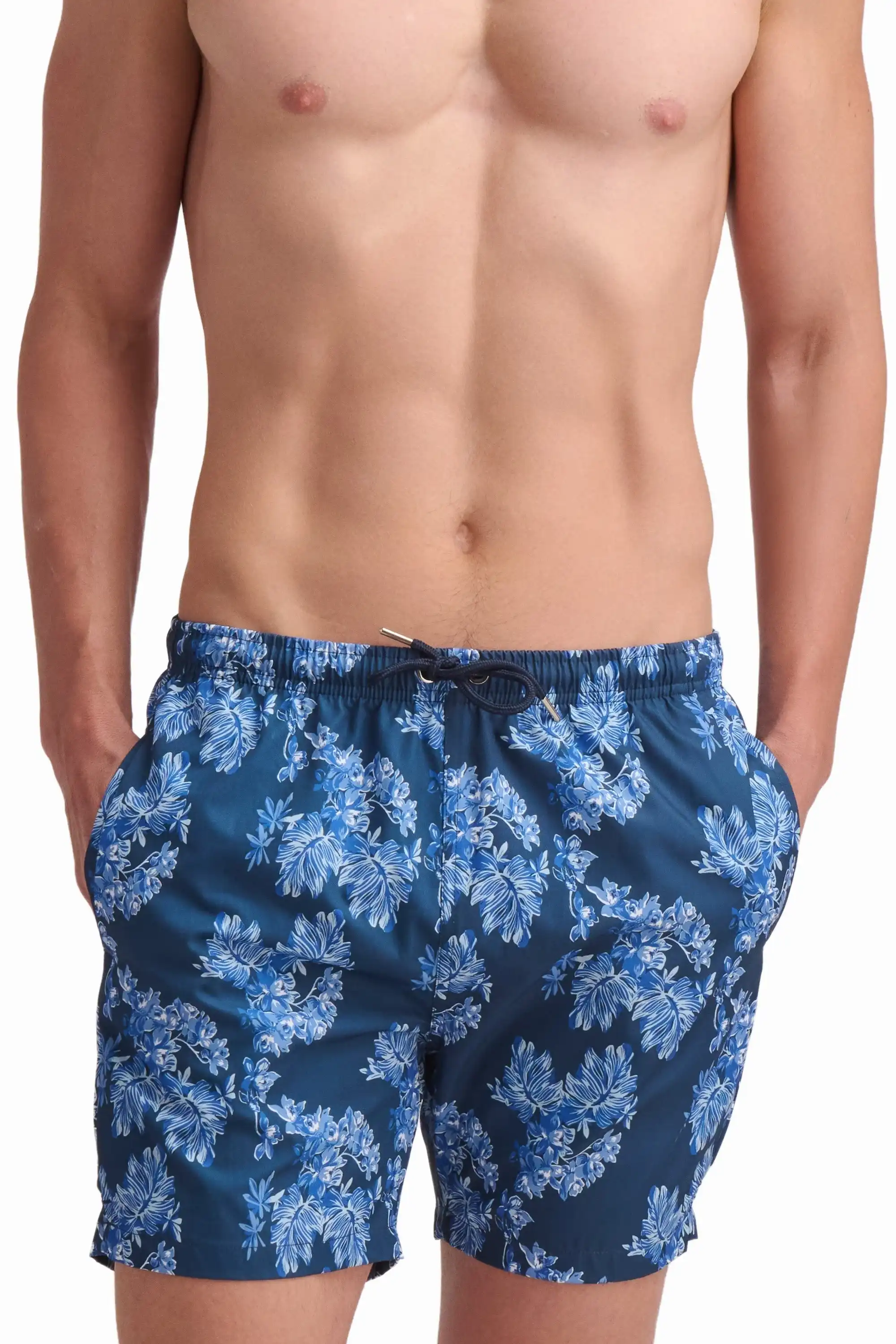 Blue Abstract Print Swim Shorts - Image 4