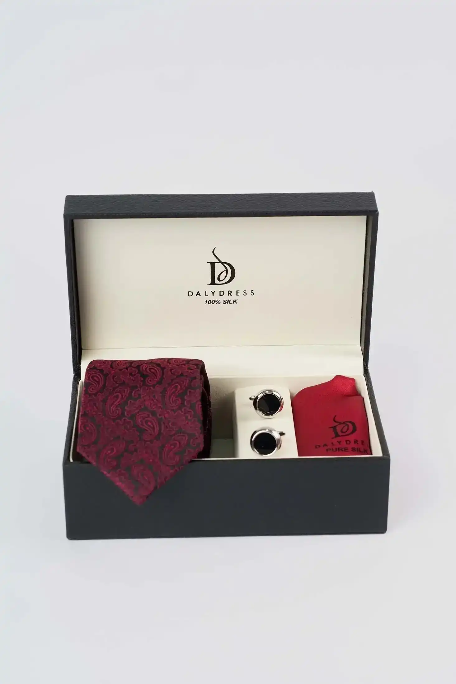 Paisley Silk Tie, Cufflink & Square Hanky Set - Image 2