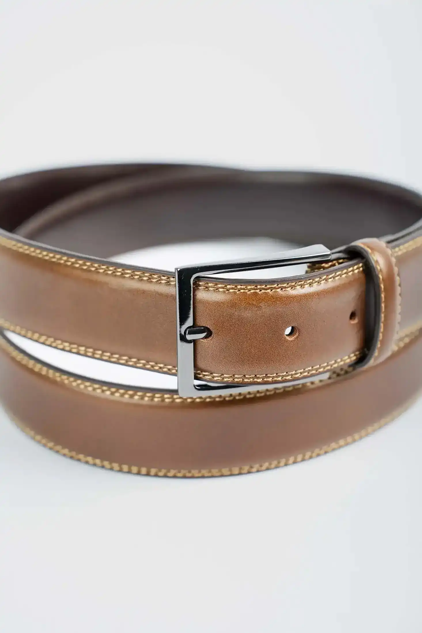 Premium Genuine Leather Belt with Stitched Detailing - Image 3