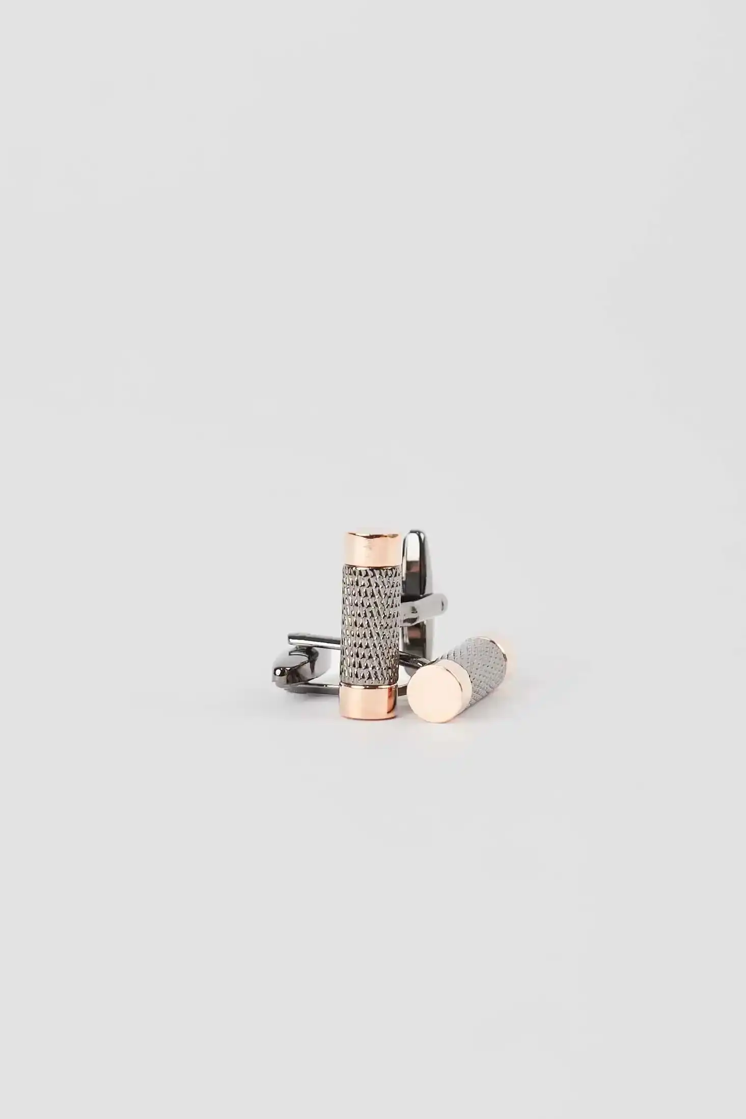 Textured Two-Tone Cylinder Cufflinks - Image 2