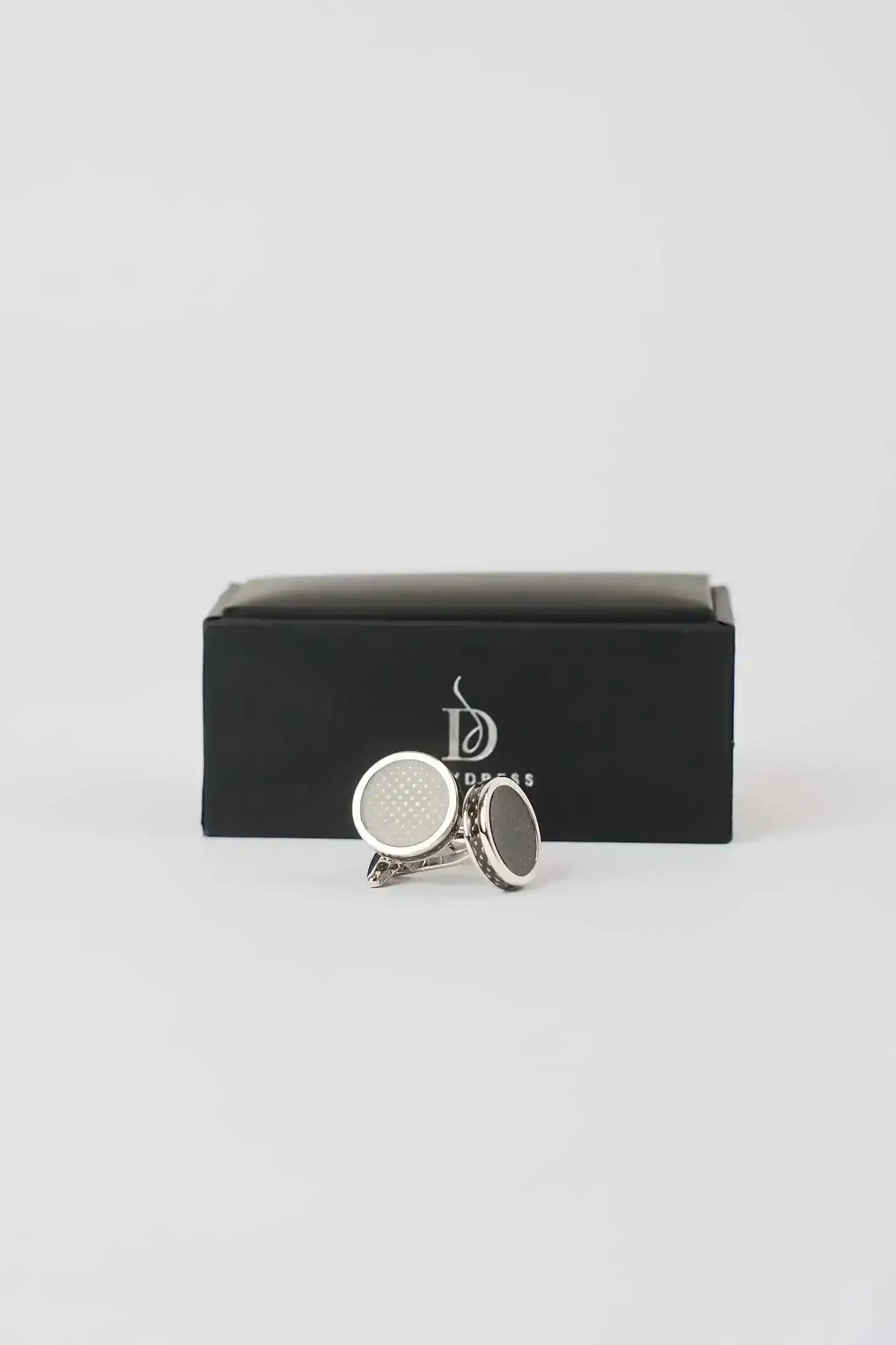 Premium Dual-Tone Textured Round Cufflinks