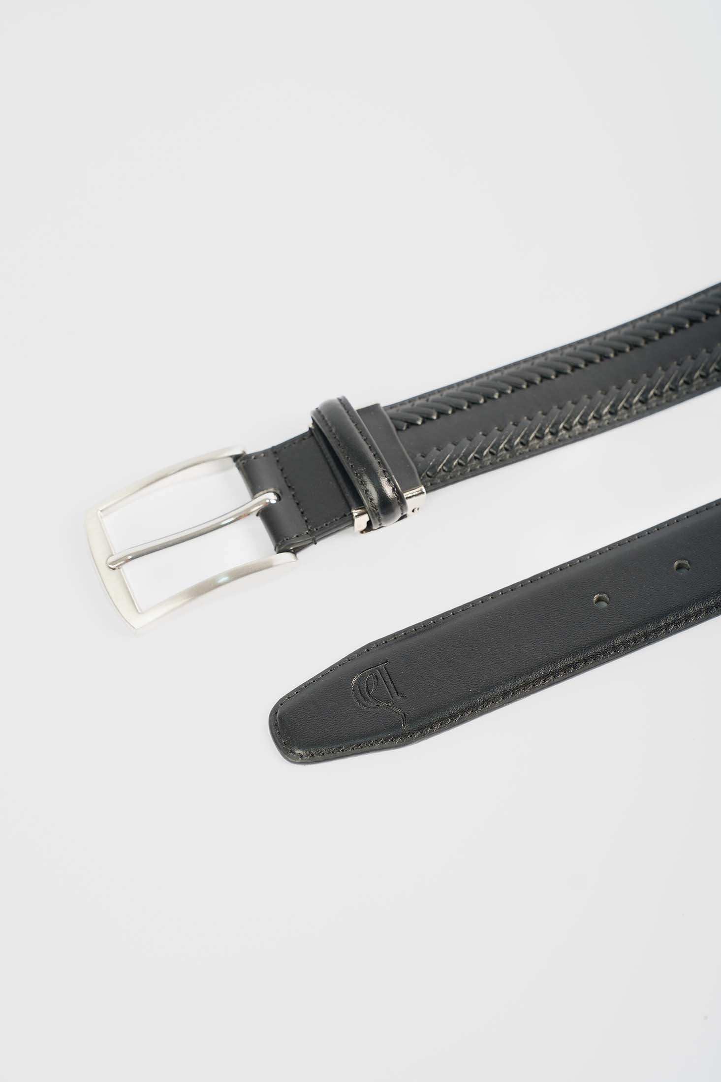 Textured Chevron Leather Belt - Image 2