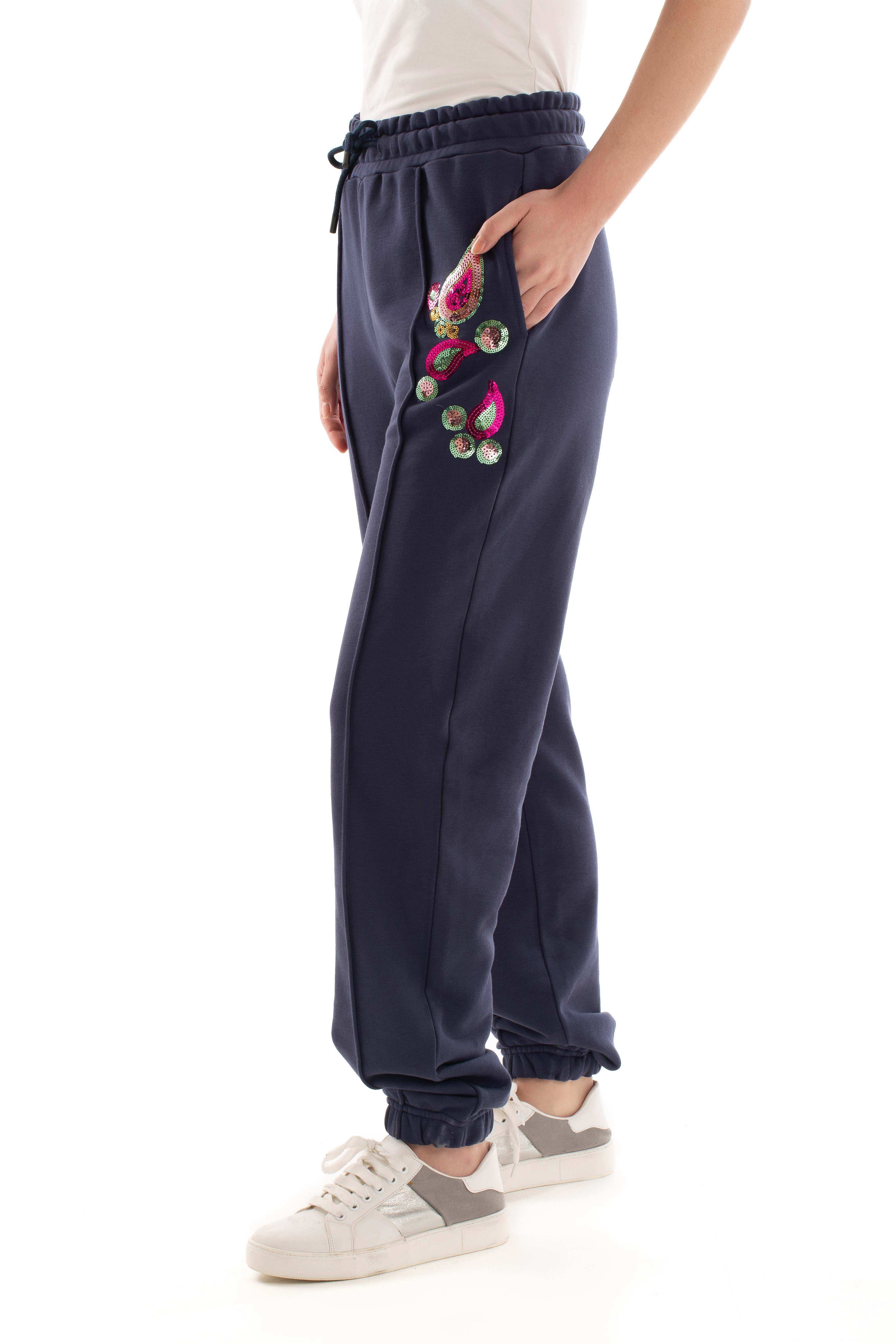 Cotton Sweatpants with Colorful Shiny Sequins - Image 3