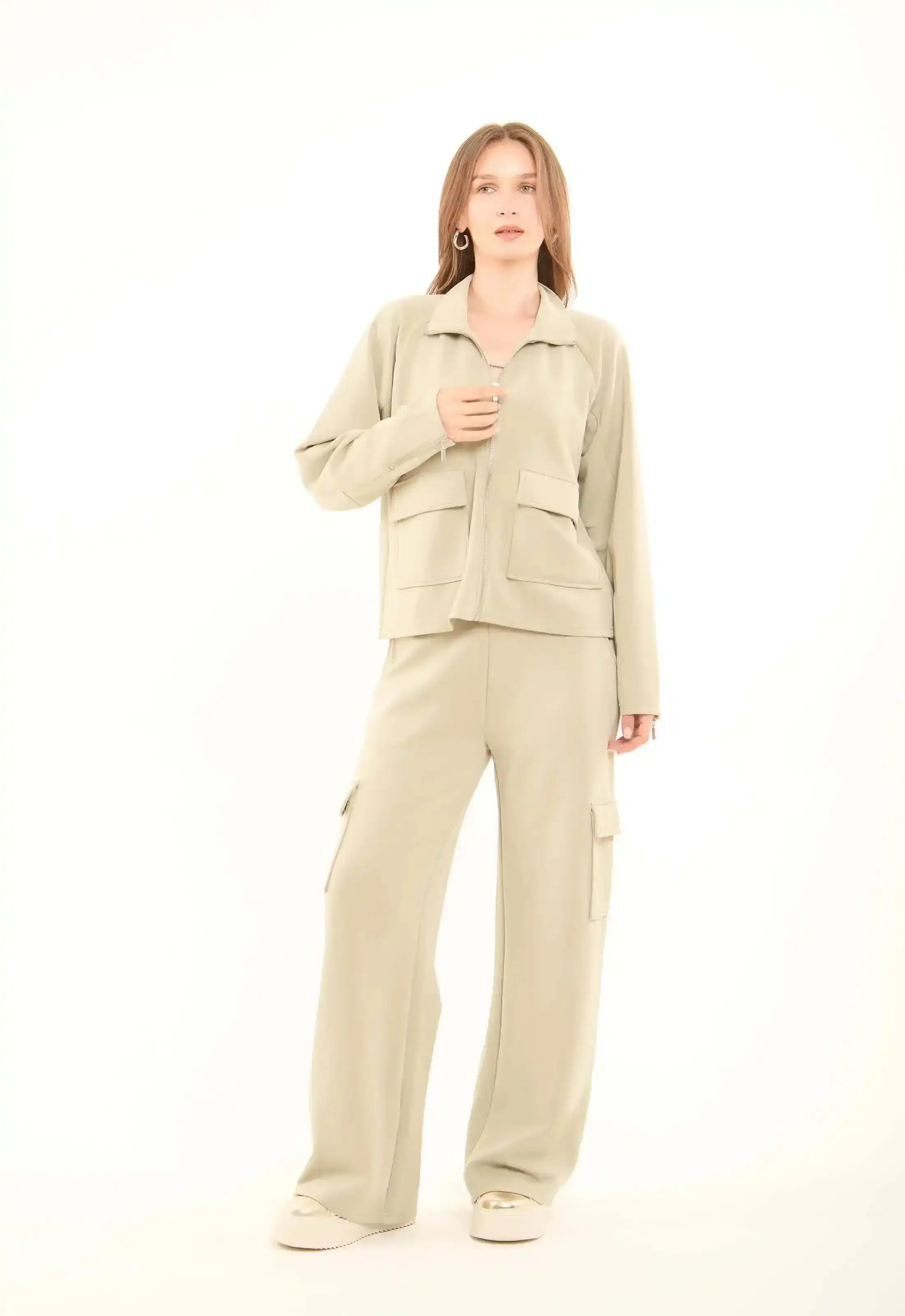 Solid Zip-Up Jacket with Front Pockets - Image 4