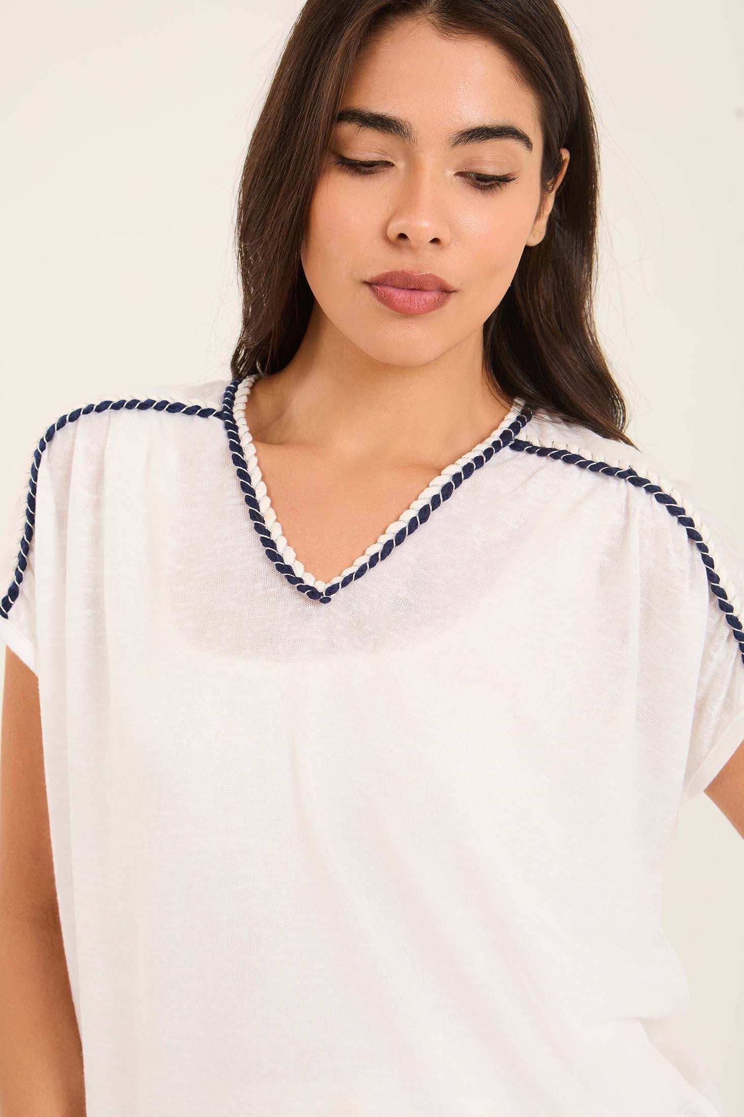 Lightweight Short Sleeves Tee with Stitched Robe - Image 3
