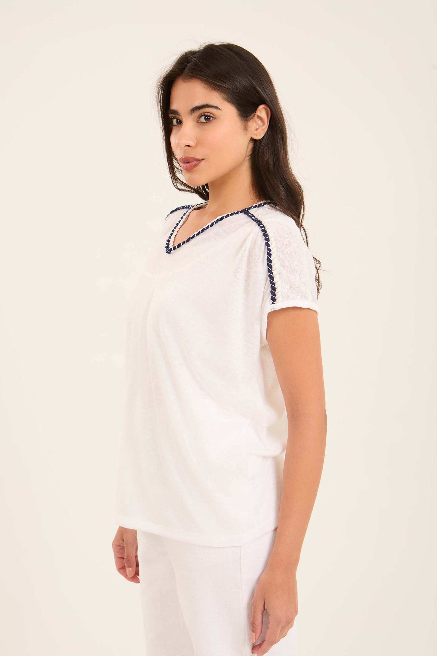 Lightweight Short Sleeves Tee with Stitched Robe - Image 4