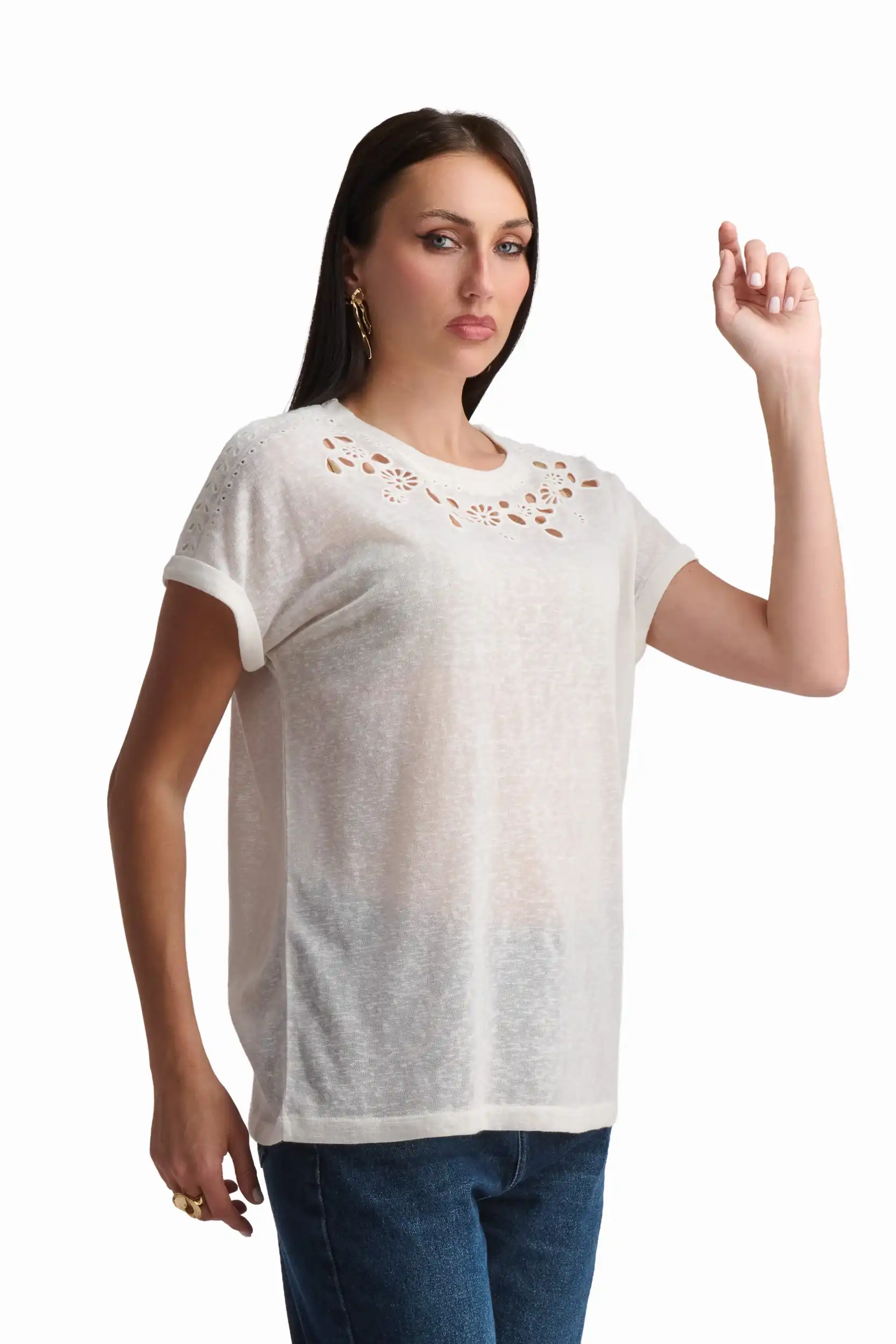 Ivory Atelier Cutwork Blouse - Image 3