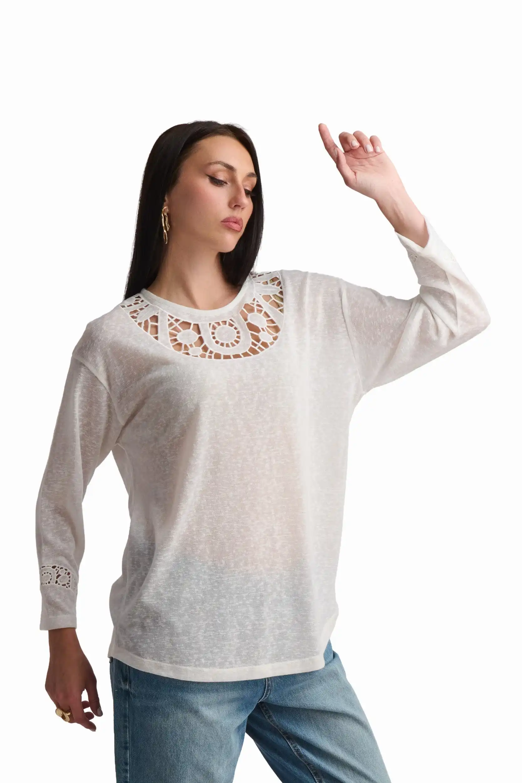 Soft Ivory Long Sleeve Top - Image 3