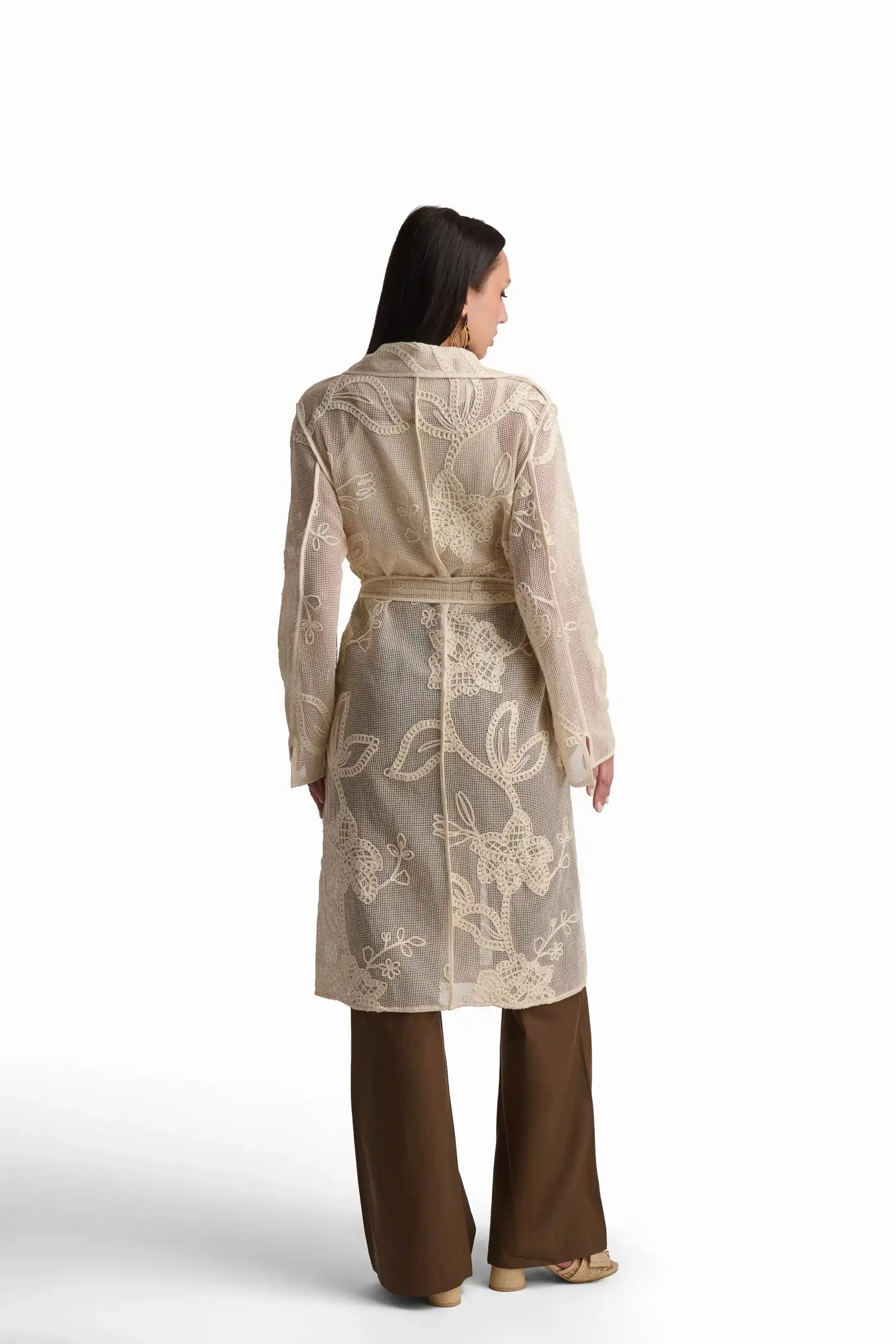 Cream Floral Lace kimono - Image 4