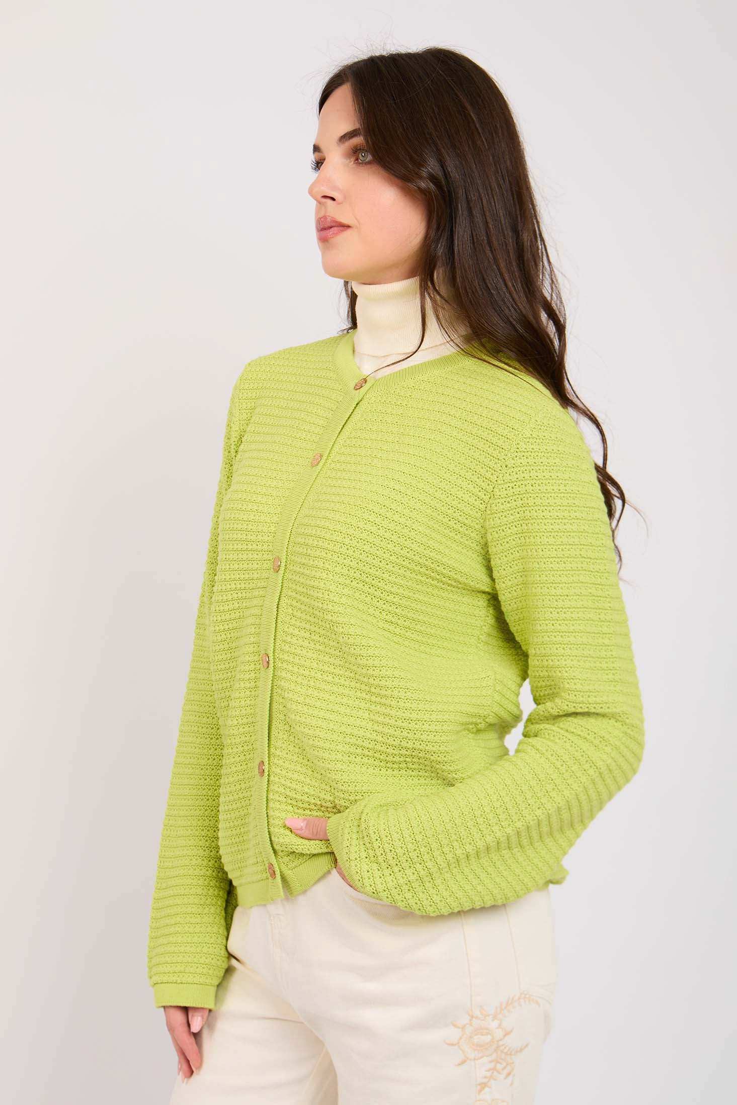 Women Regular Fit Cardigan Green - Image 3