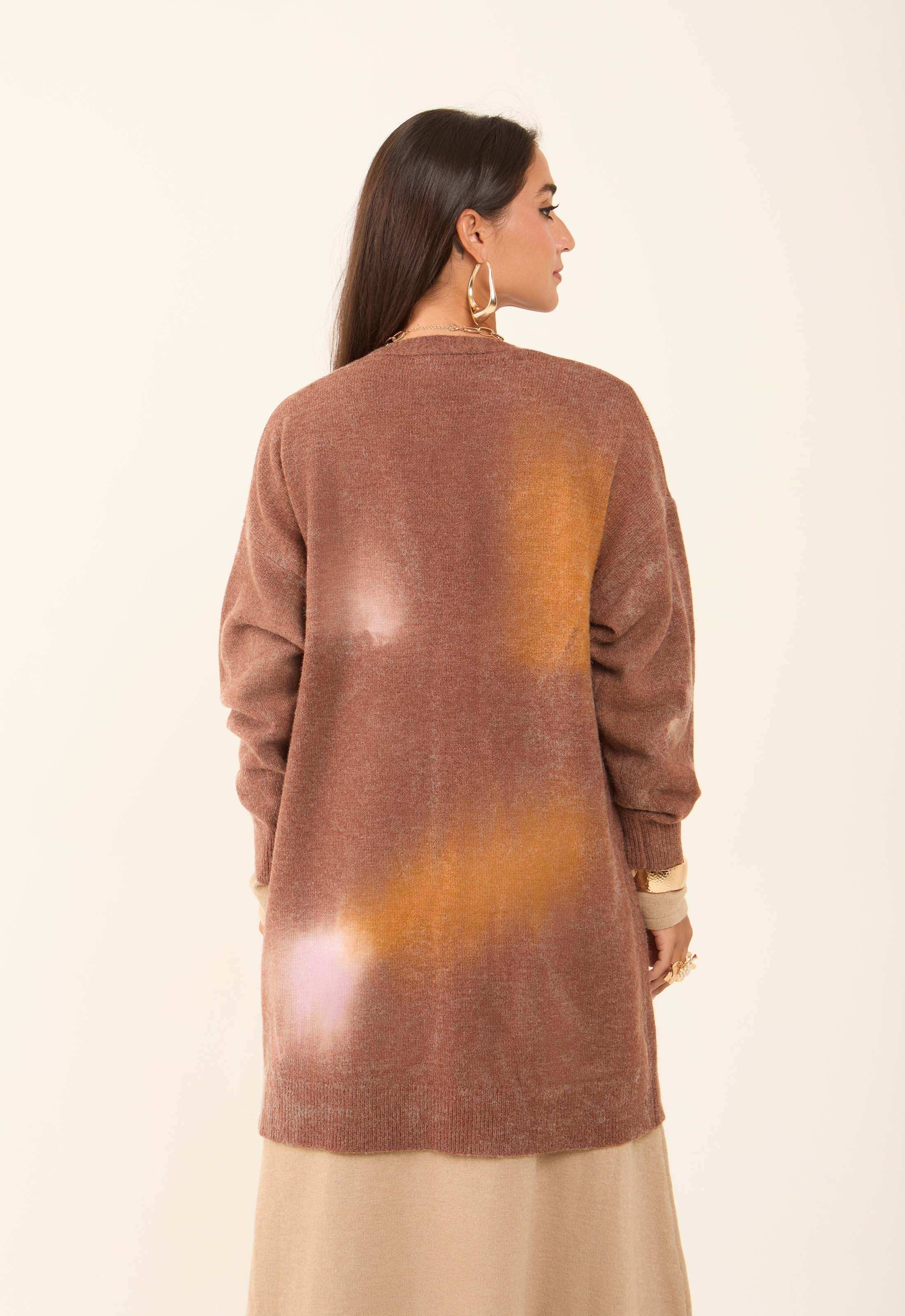 Dip-Dye Fashionable Long Winter Cardigan - Image 3