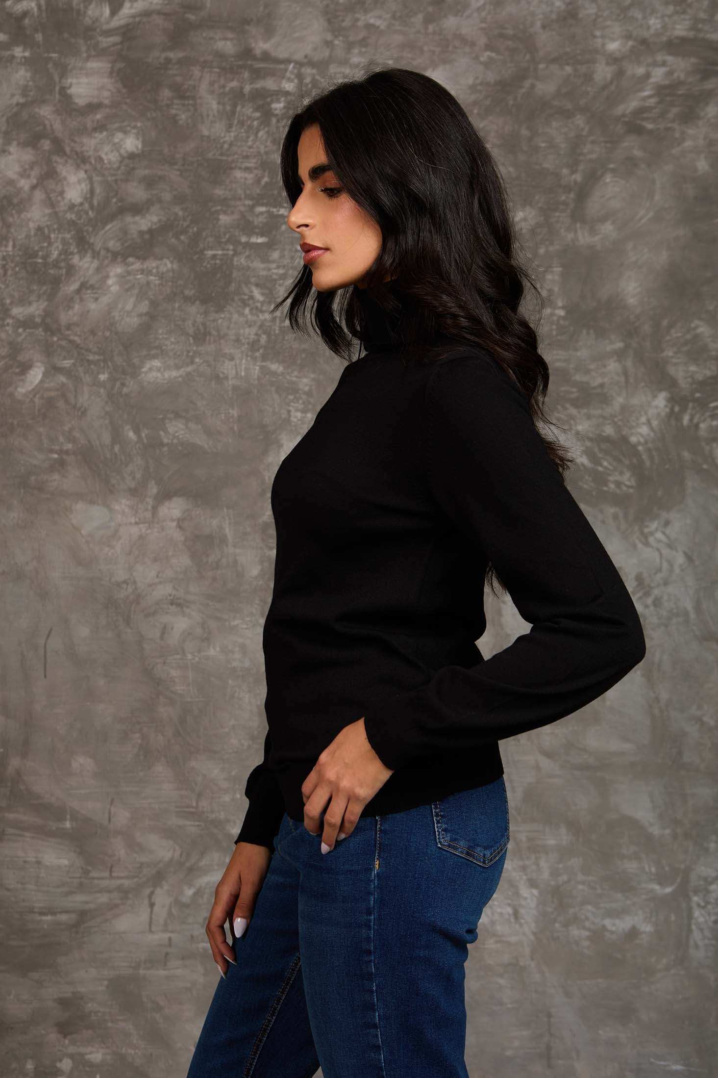 Women Regular Fit Pullover Black - Image 3