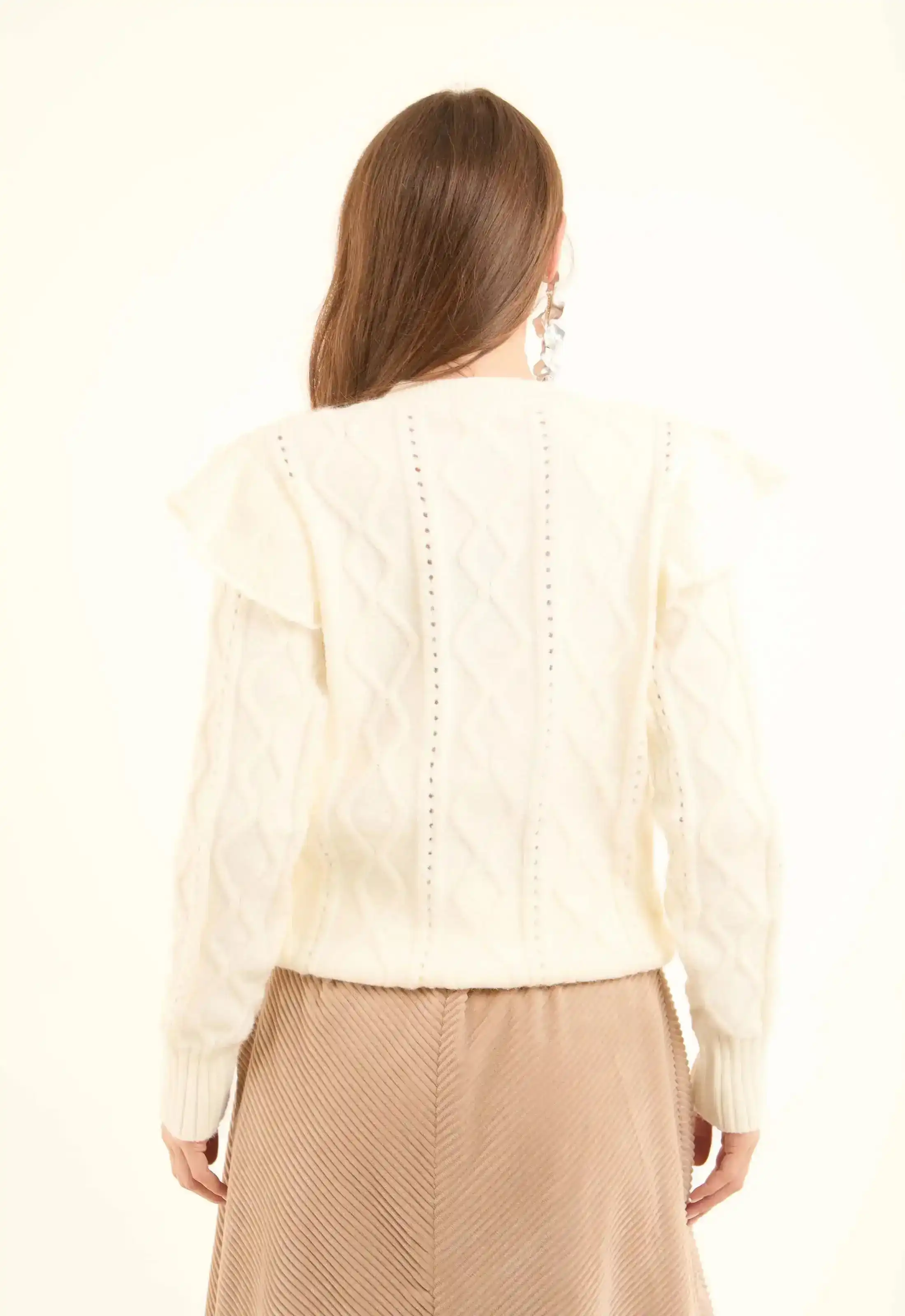 Crew Neck Knitted Slip On Winter Pullover - Image 3