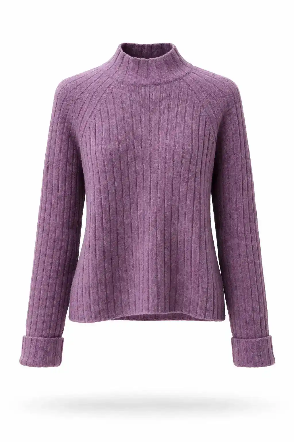 Ribbed High-Neck Knit Sweater