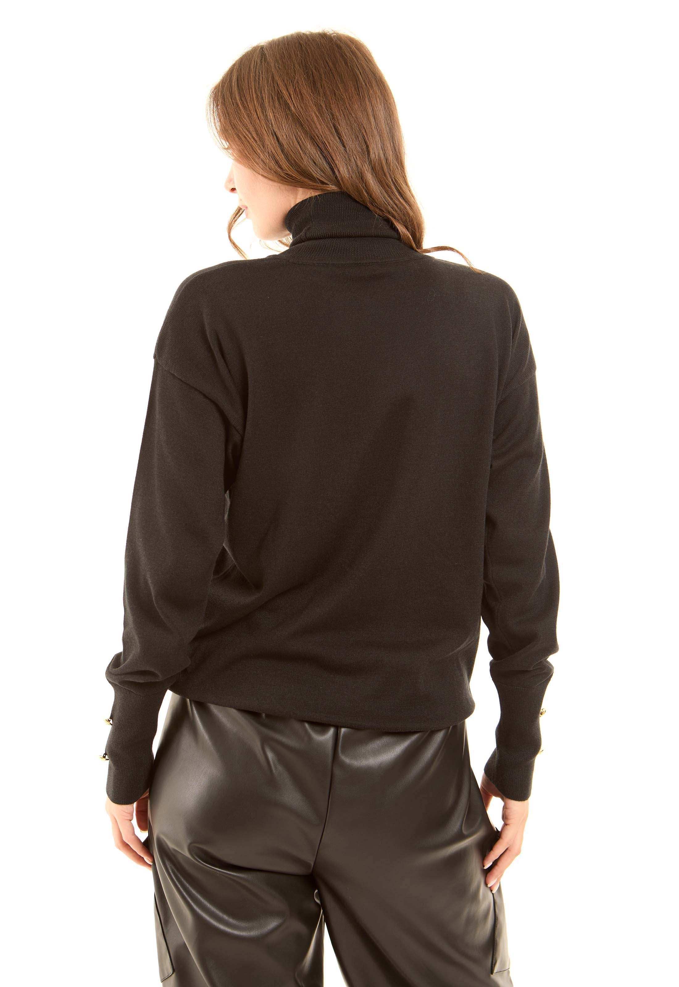 Long Sleeves with Decorative Buttons Solid Pullover - Image 2