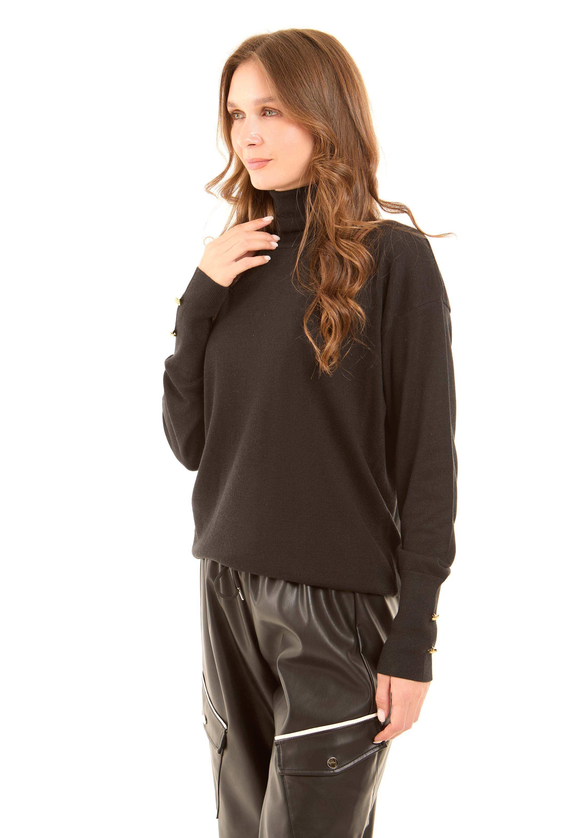 Long Sleeves with Decorative Buttons Solid Pullover - Image 5