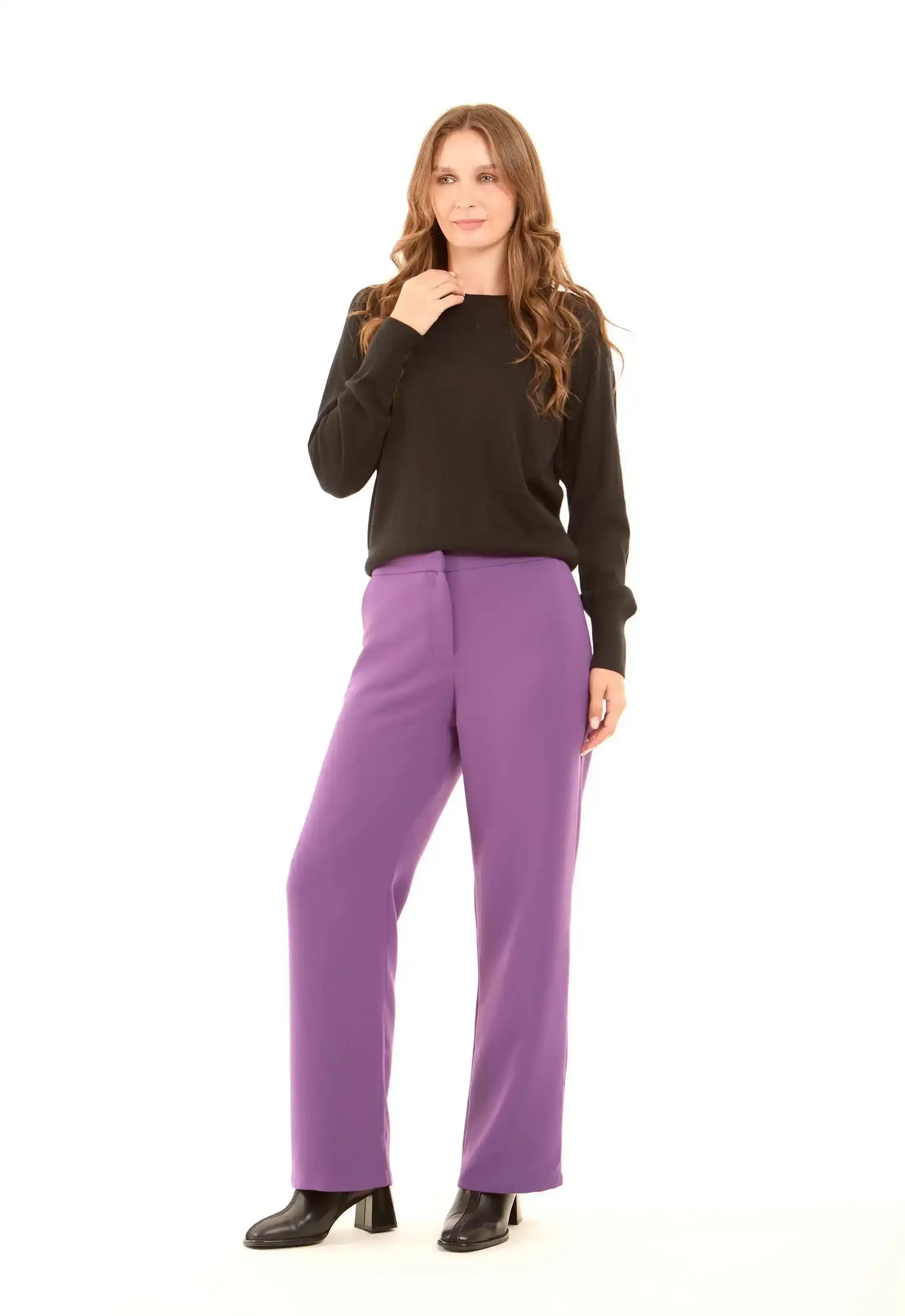 Crew Neck Solid Basic Pullover