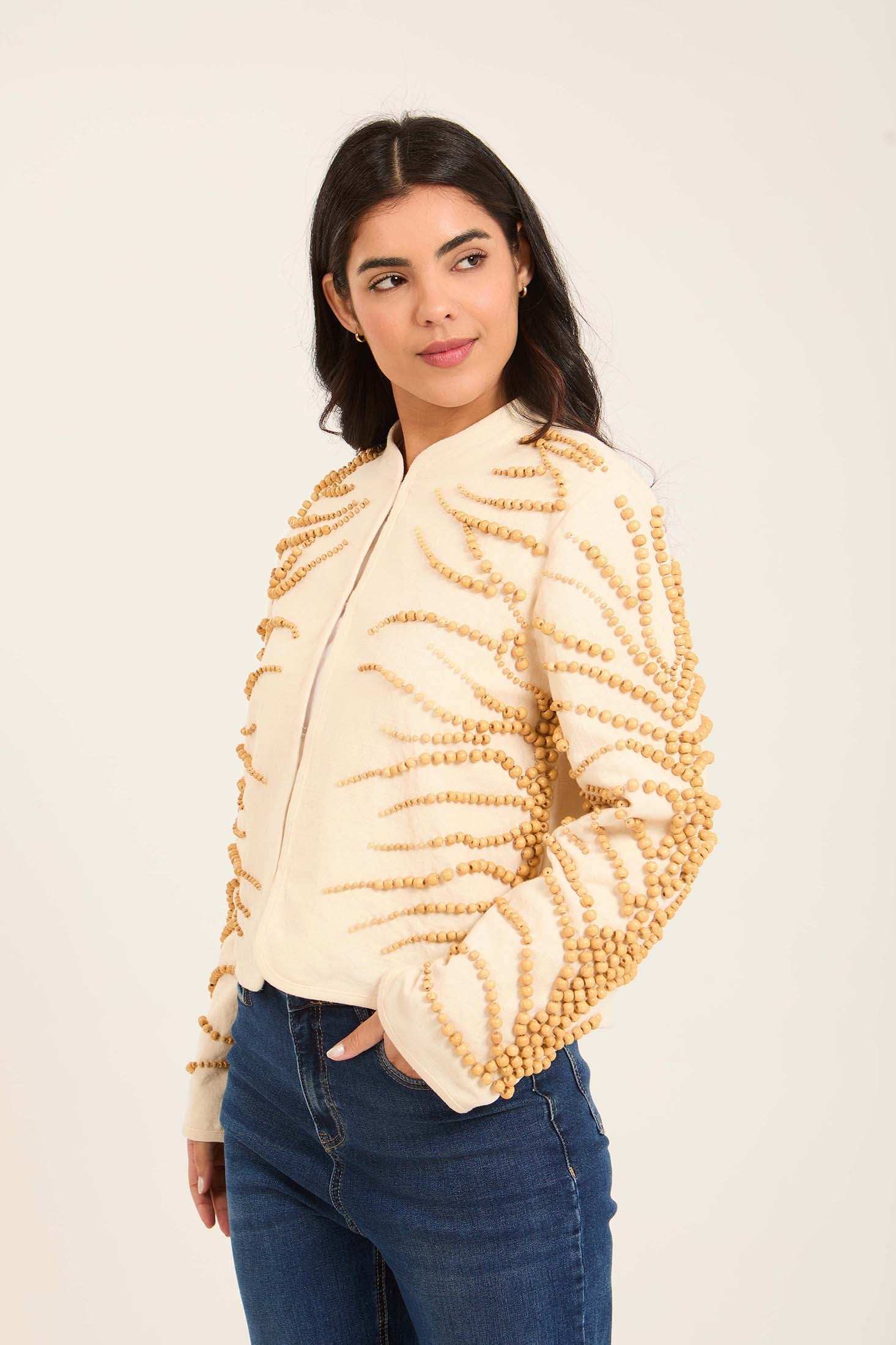 Textured Beaded Jacket with 3D Detailing - Image 2