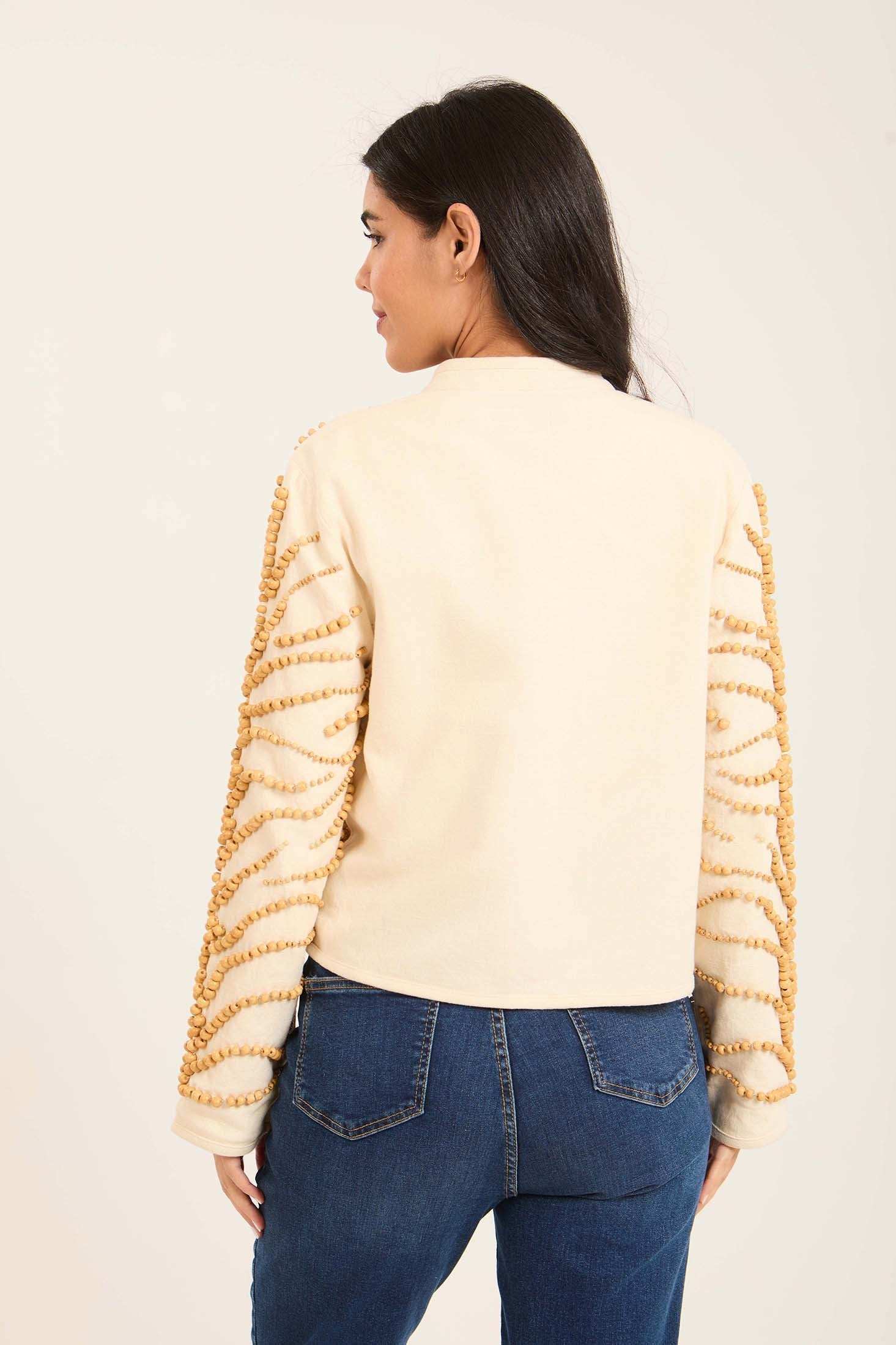 Textured Beaded Jacket with 3D Detailing - Image 4