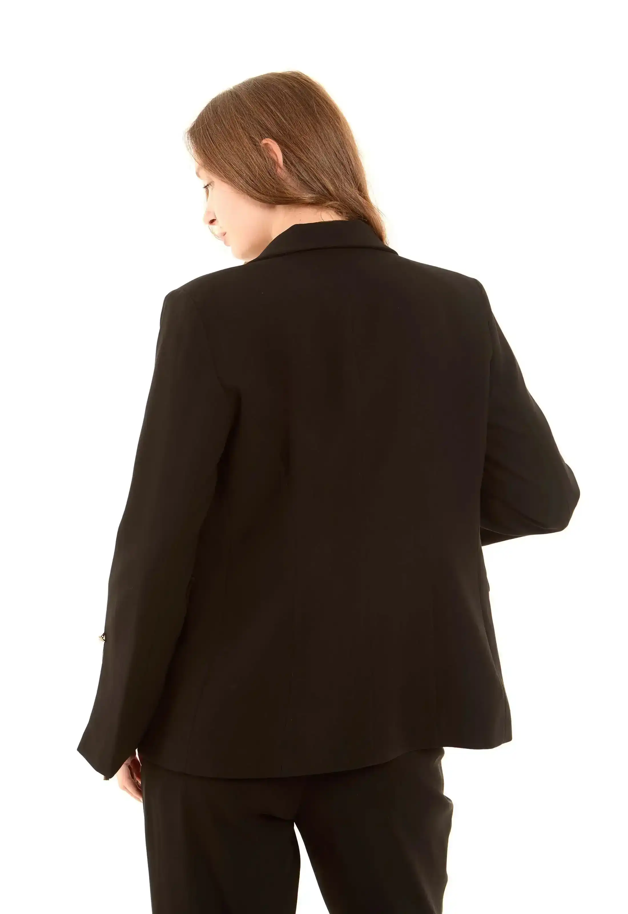 Tailored Polyester Blazer with Sleeve Tie Detail - Image 5