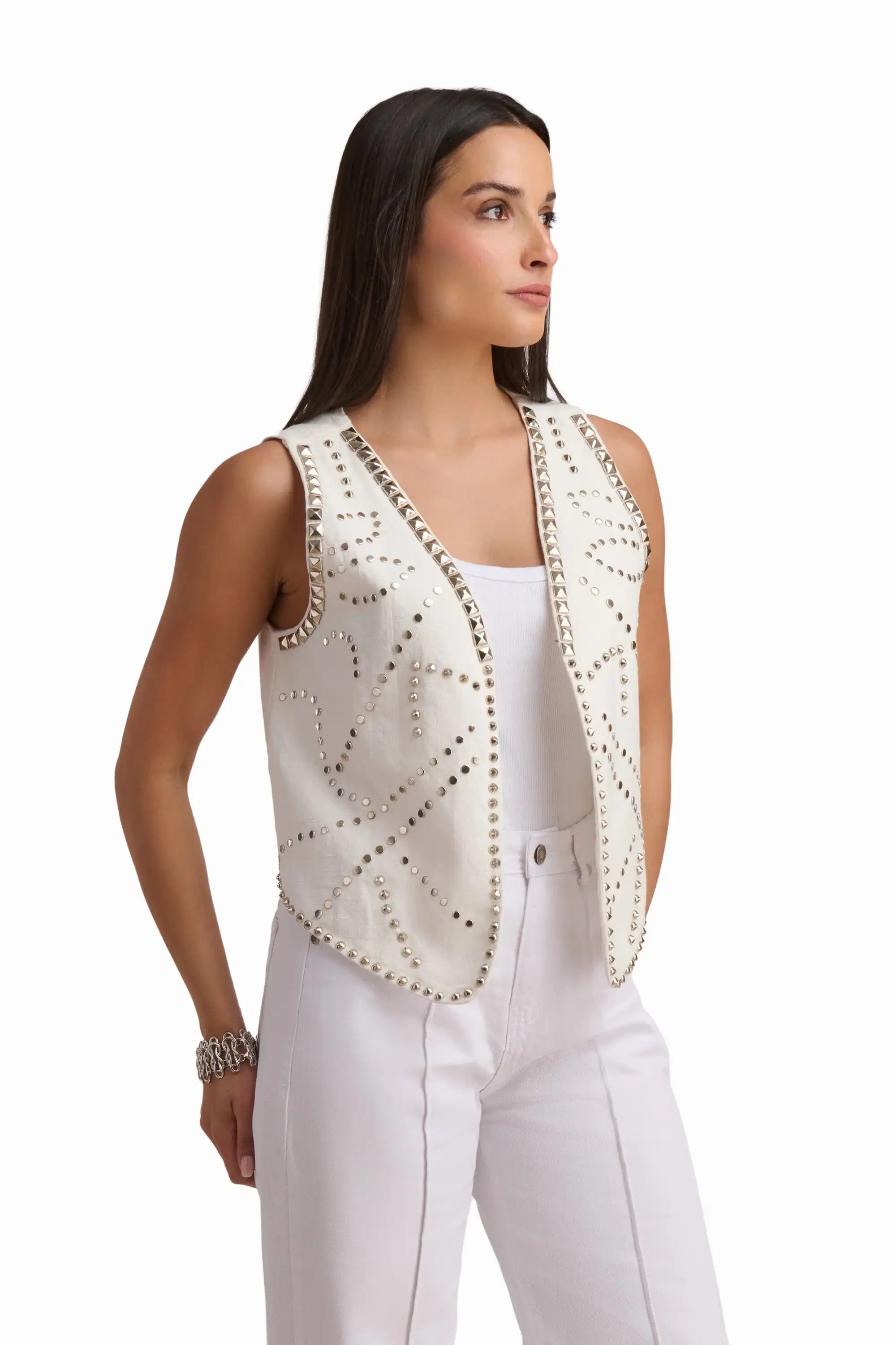 Studded Open-Front Vest - Image 3