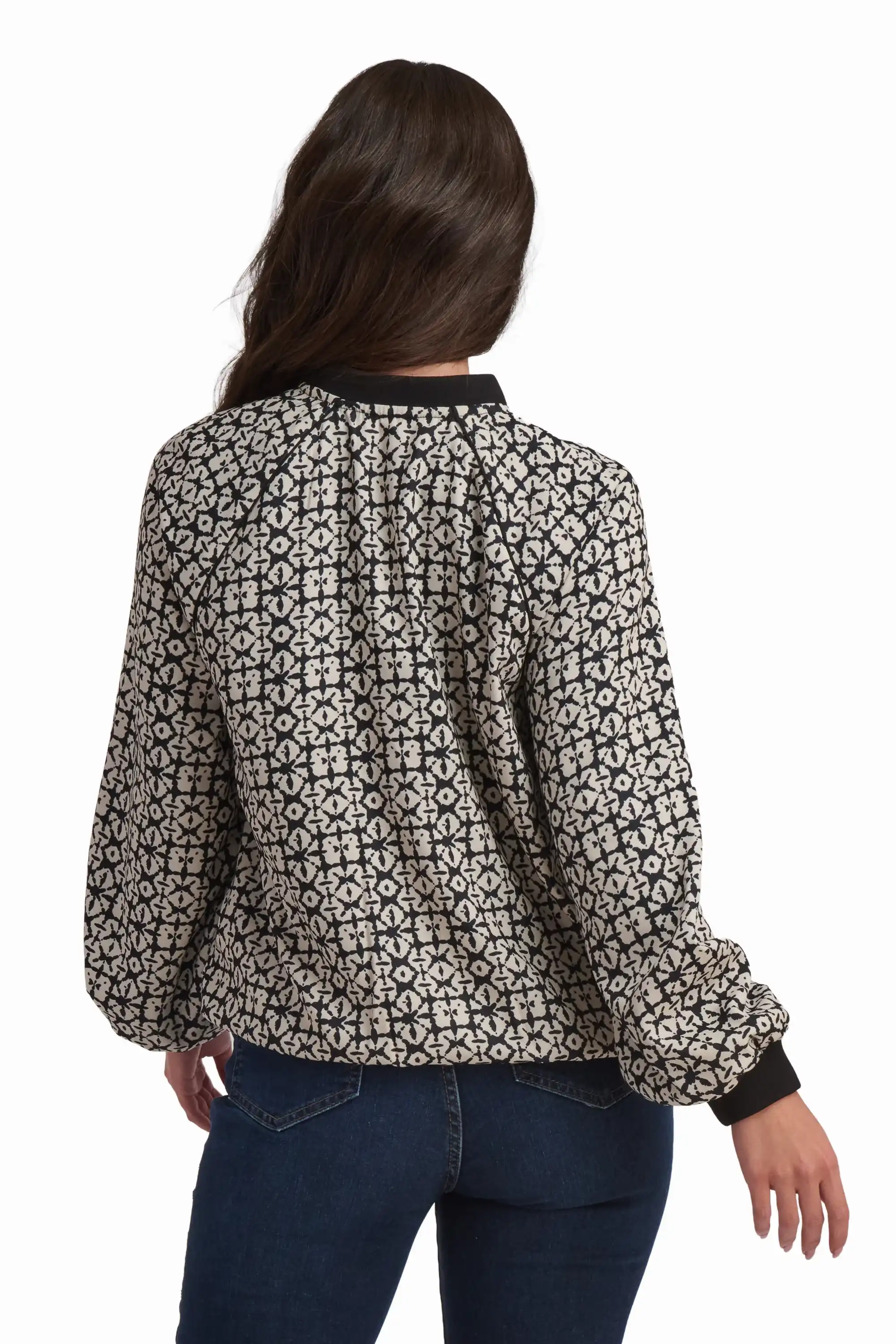Printed Cotton Top with Ribbed Trim - Image 3