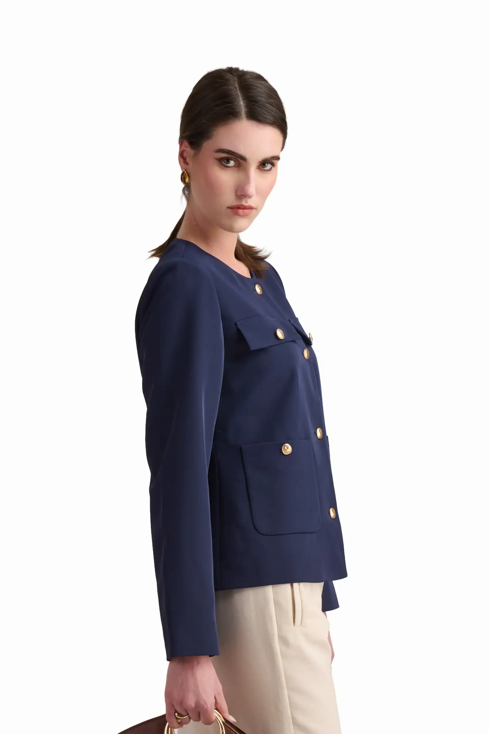 Navy Gold-Button Tailored Jacket - Image 5