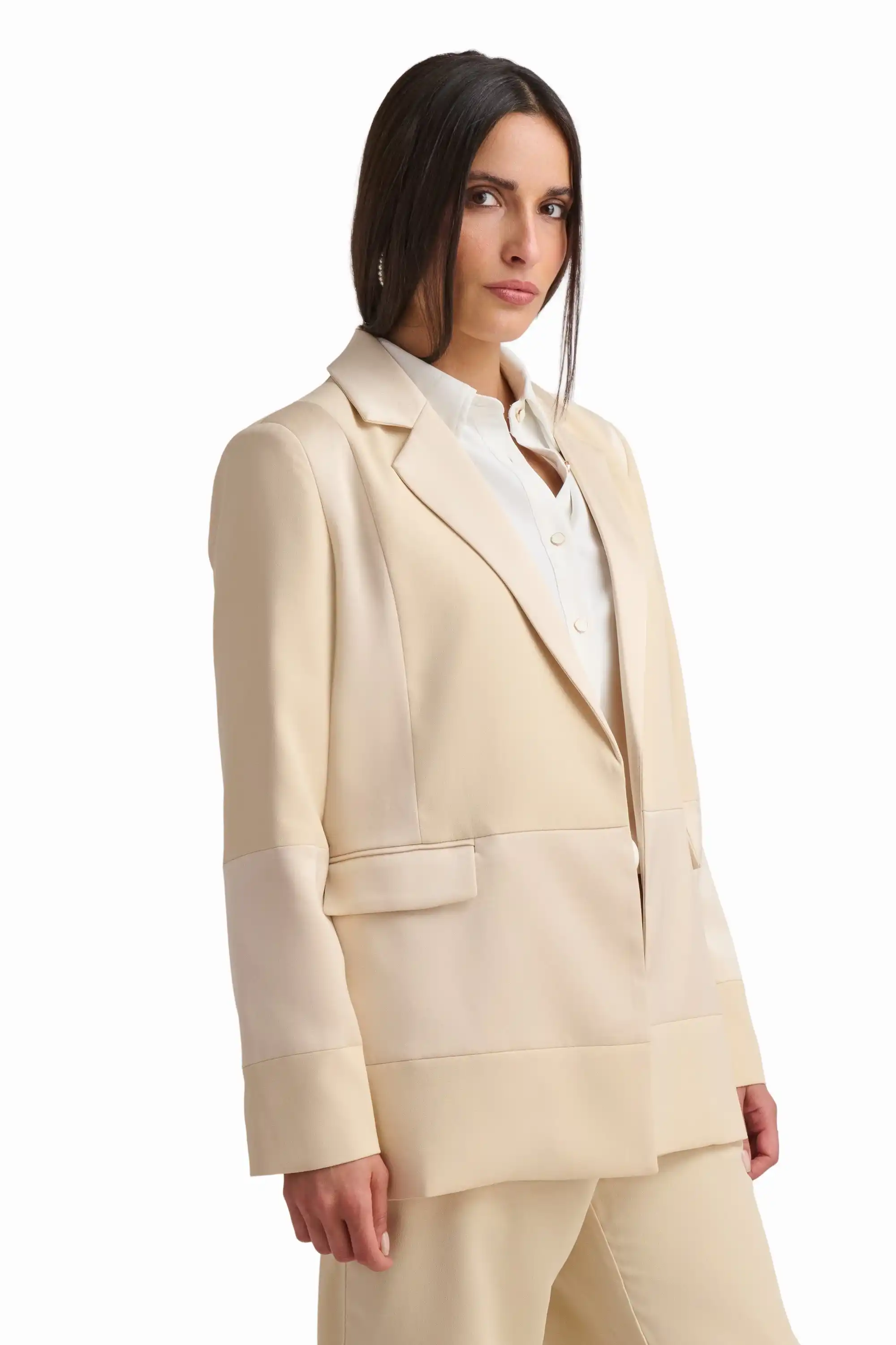 Cream Belted Tailored Blazer - Image 4