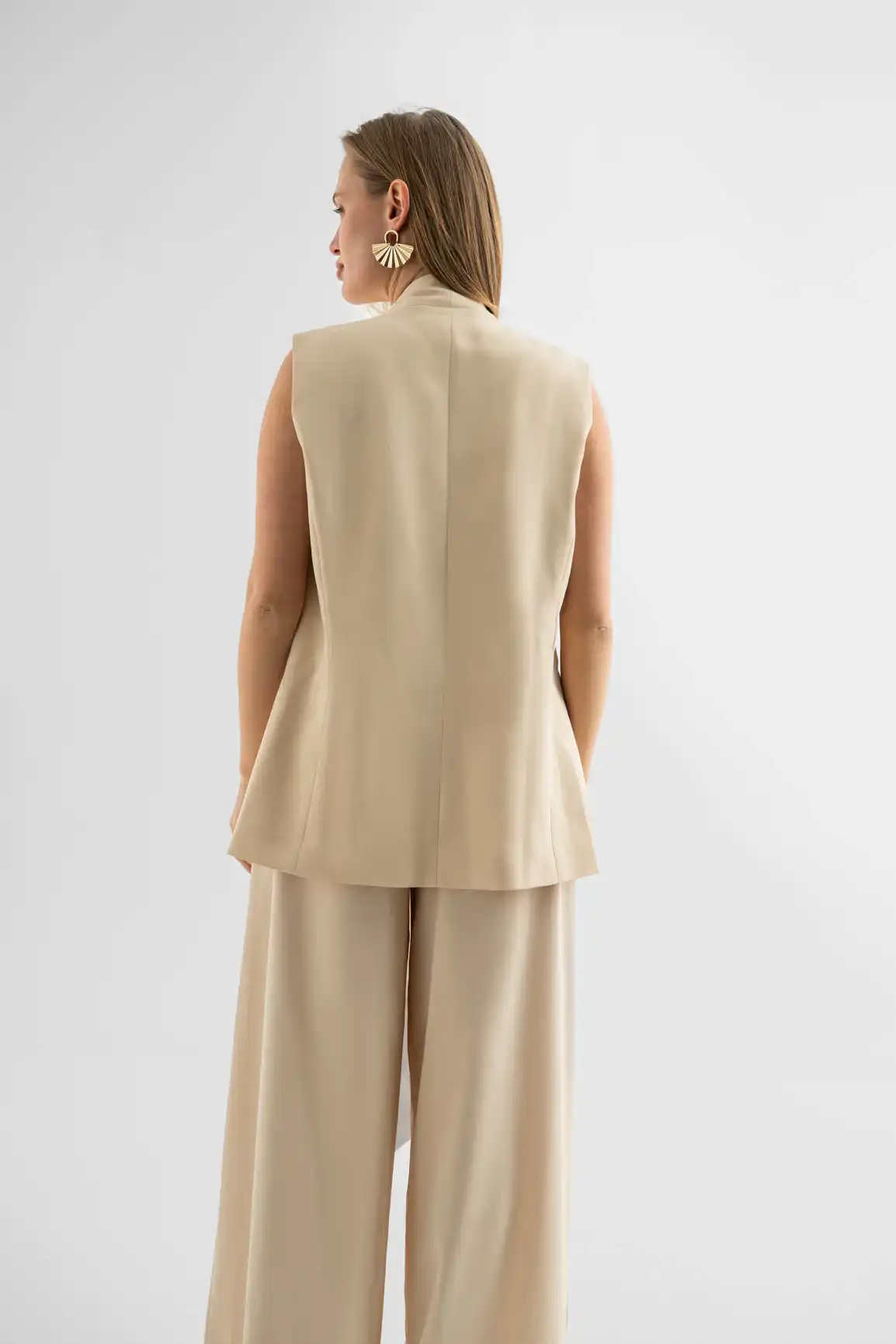 Beige Tie-Front Vest - Image 3