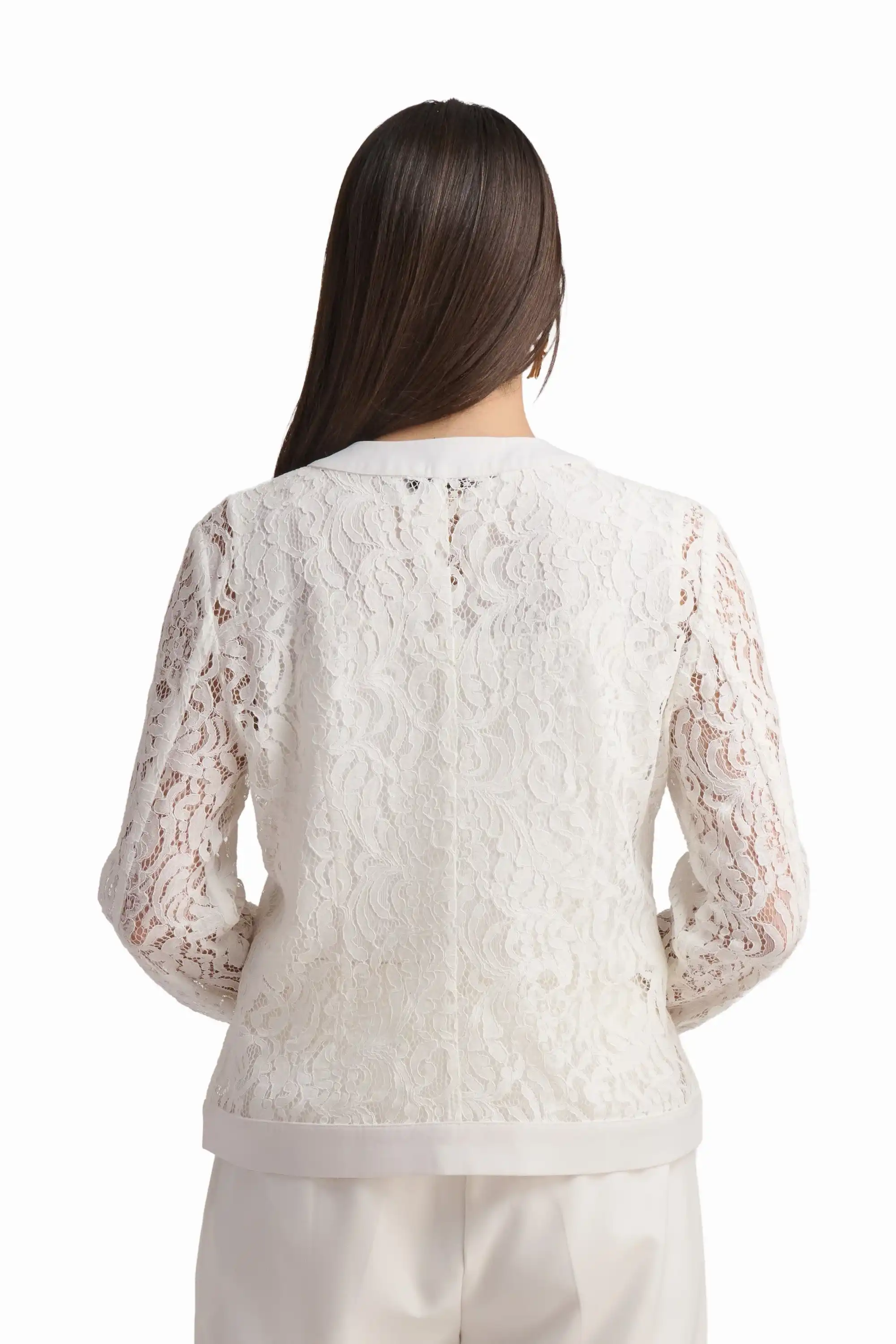 Ivory Lace Buttoned Cardigan - Image 5