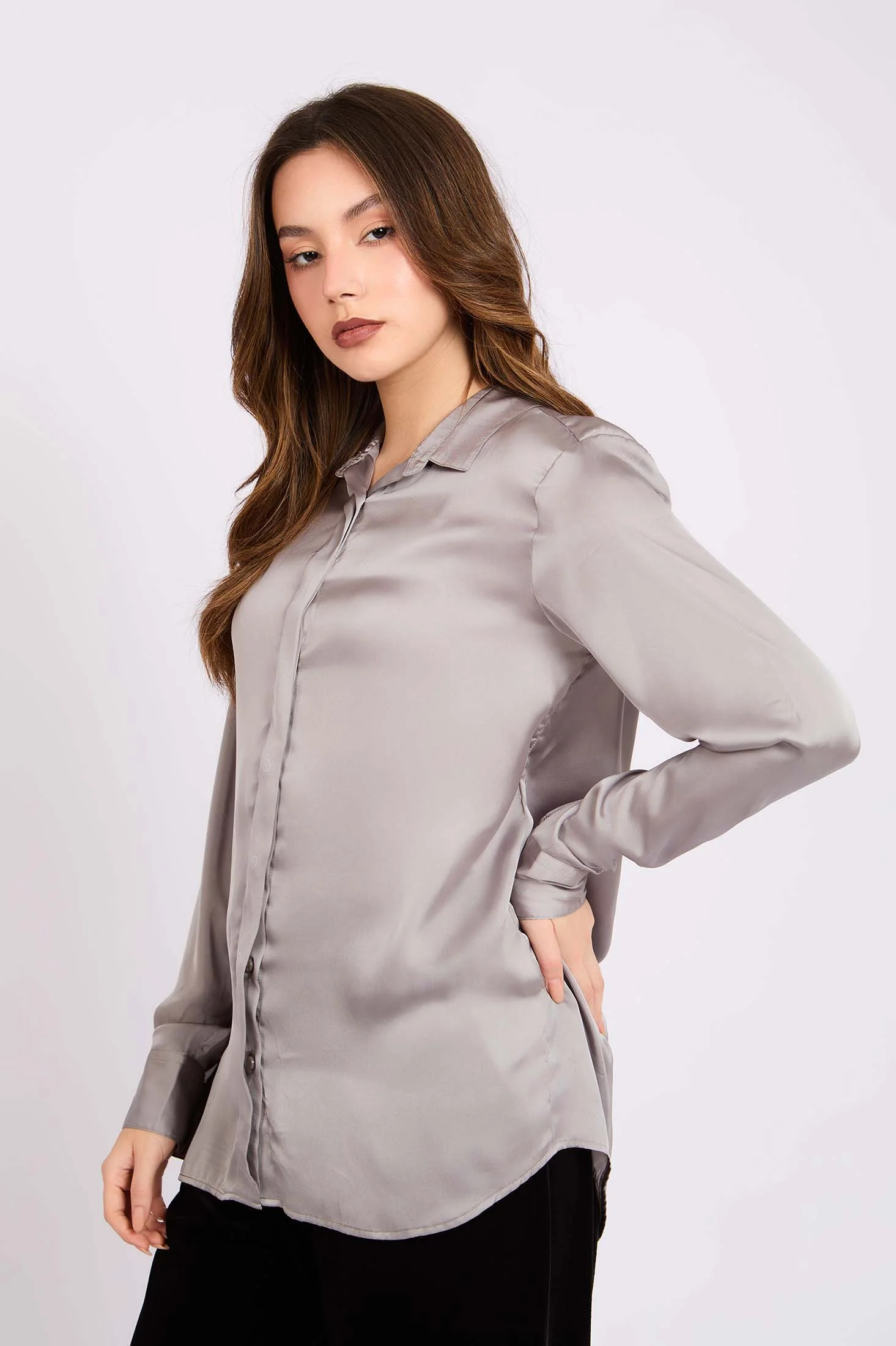 Satin Button-Down Shirt - Image 2