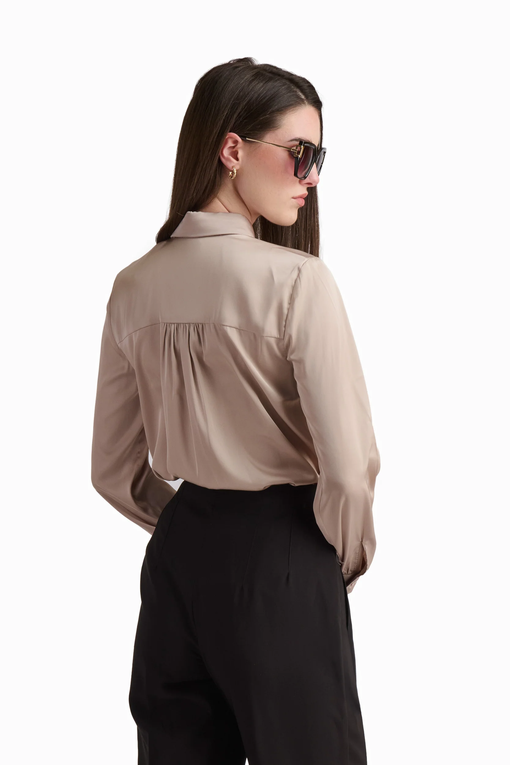 Bow-Neck Satin Shirt - Image 3