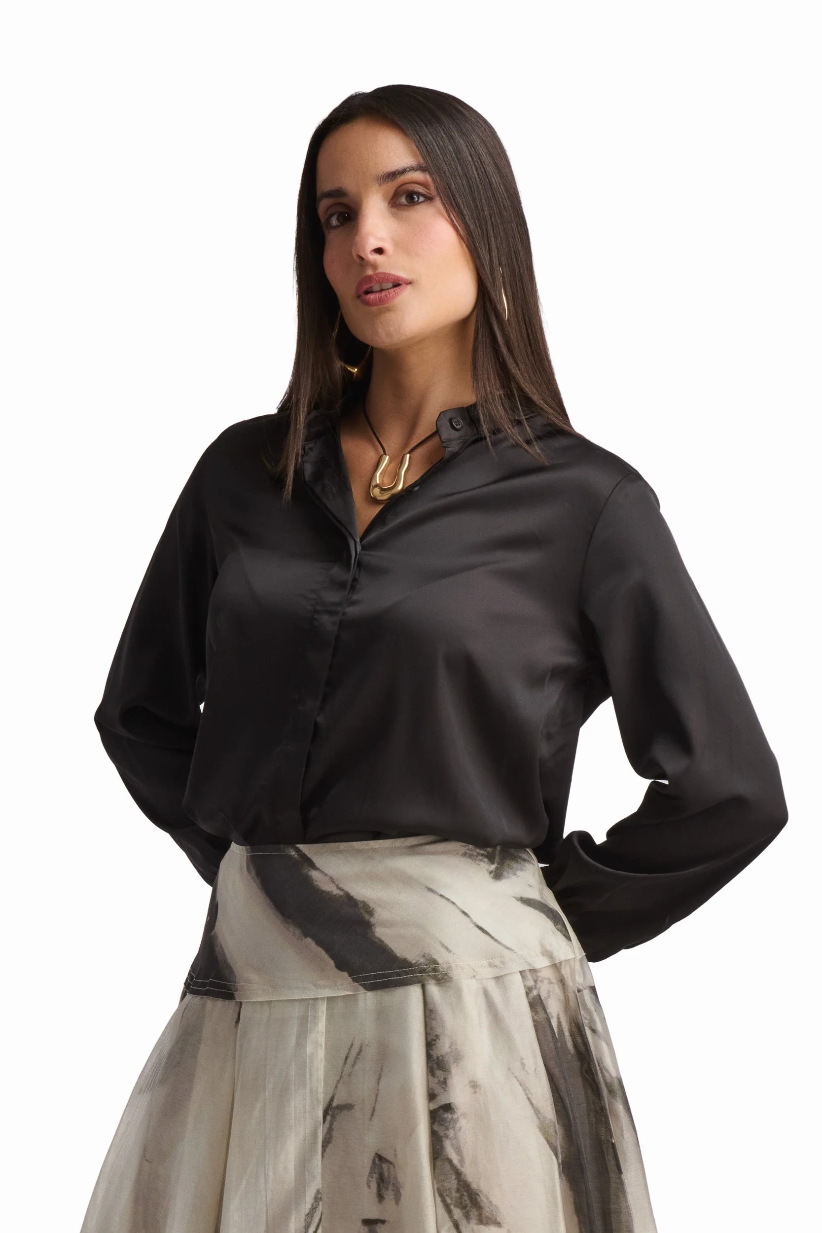 Bow-Neck Satin Shirt - Image 7
