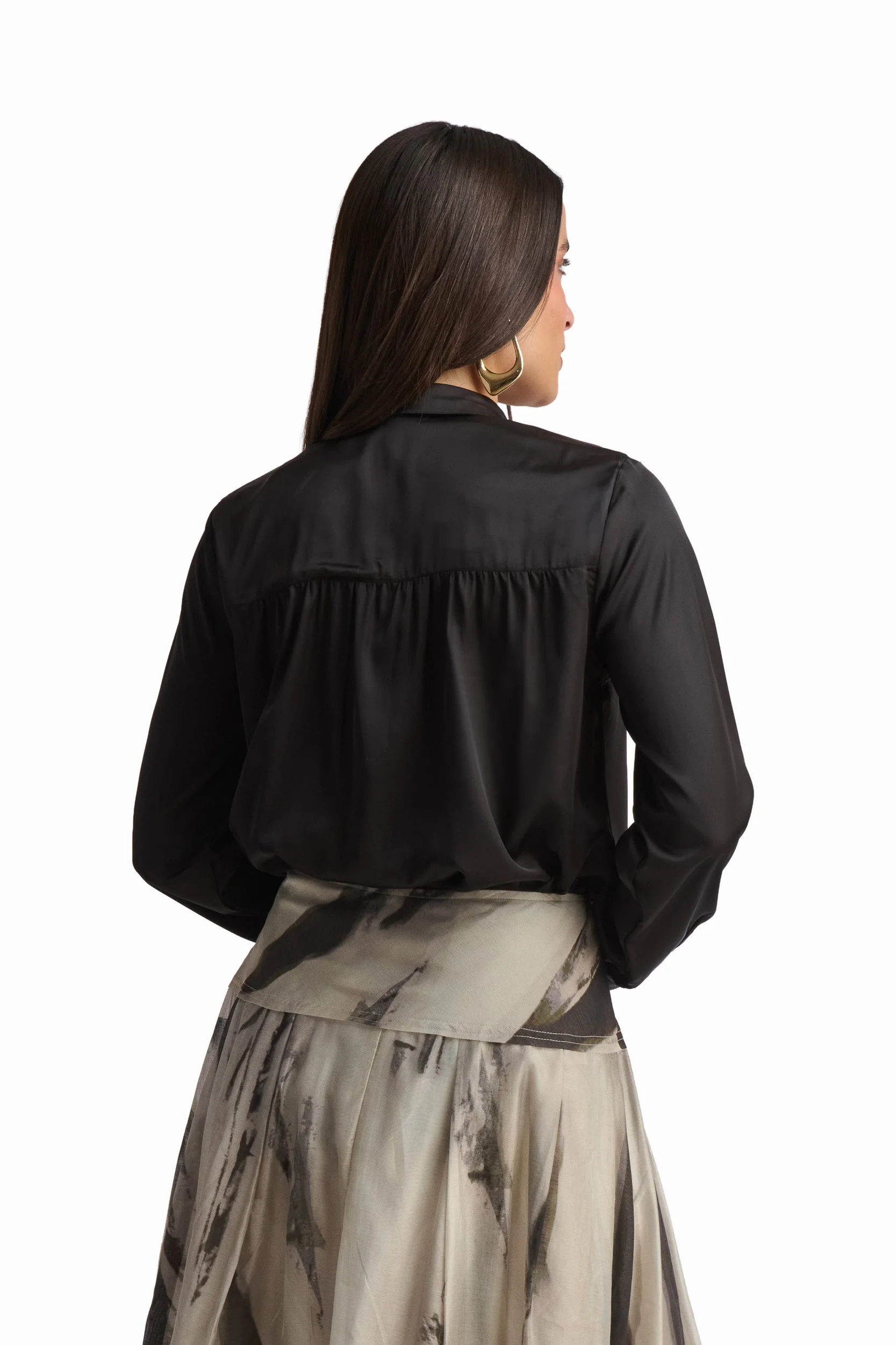 Bow-Neck Satin Shirt - Image 8