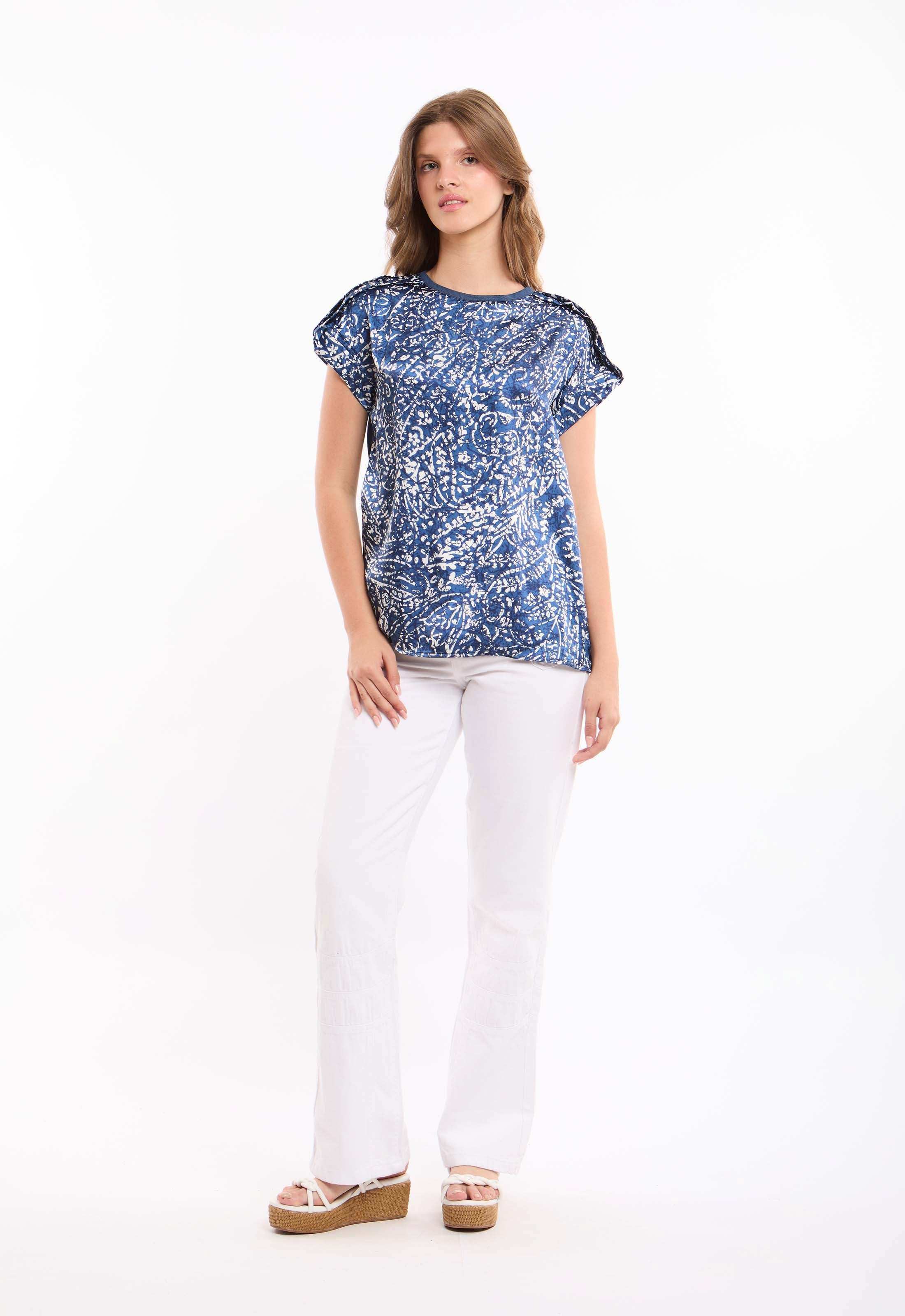 Patterned Short Sleeves Lyocell Top - Image 3