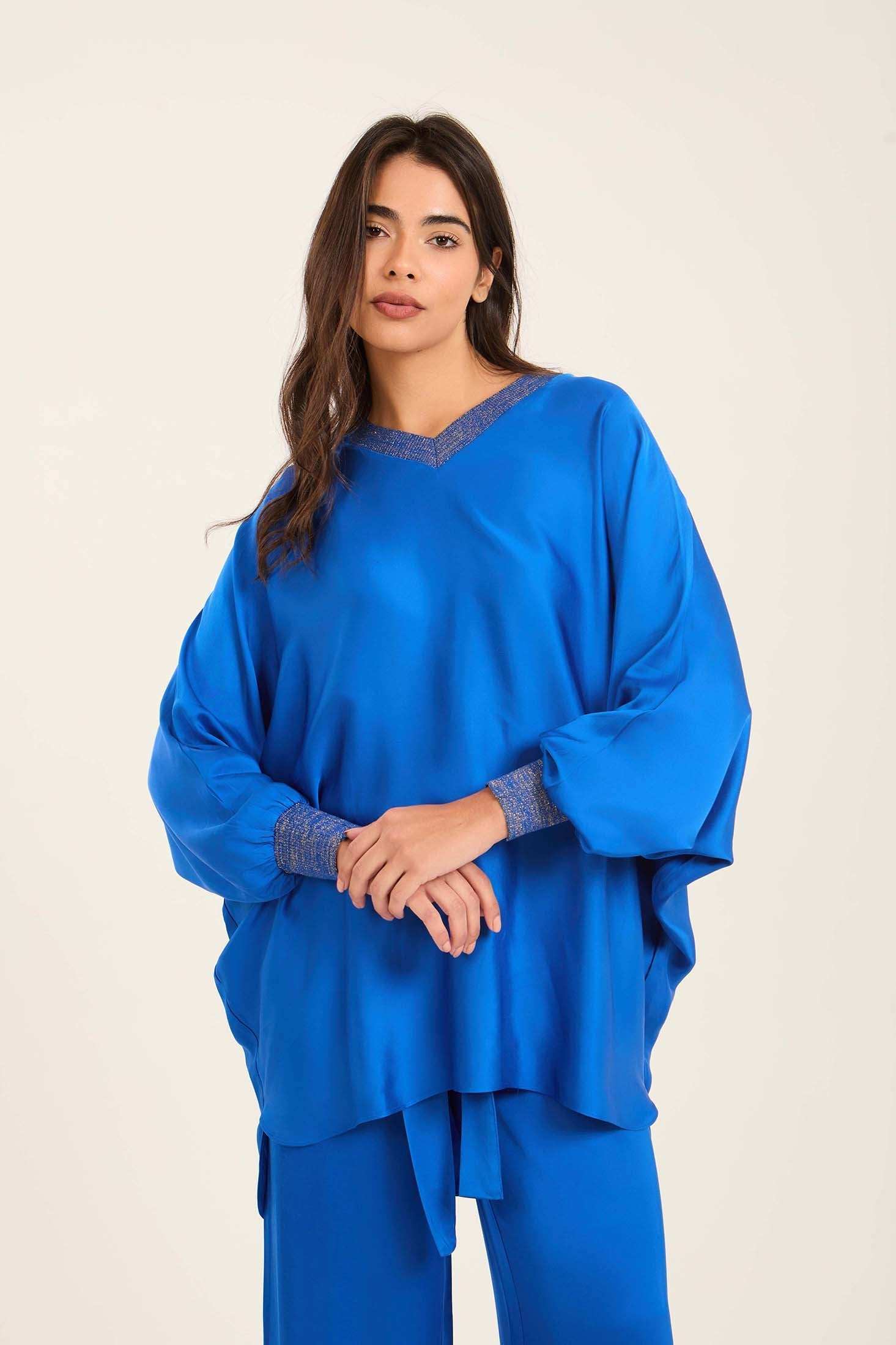 Colorful Ribbed V-Neck Elegant Tunic - Image 3