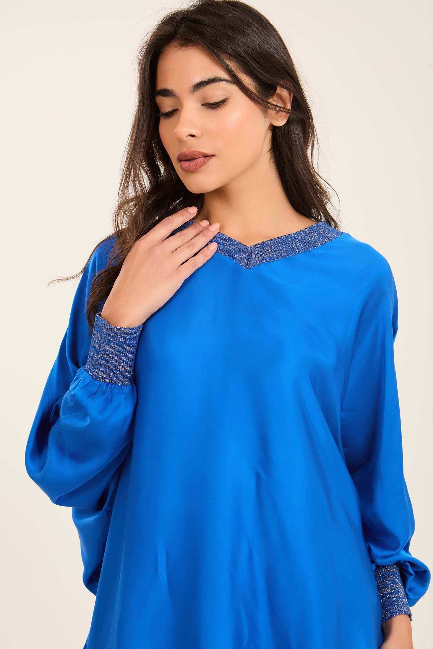 Colorful Ribbed V-Neck Elegant Tunic - Image 4