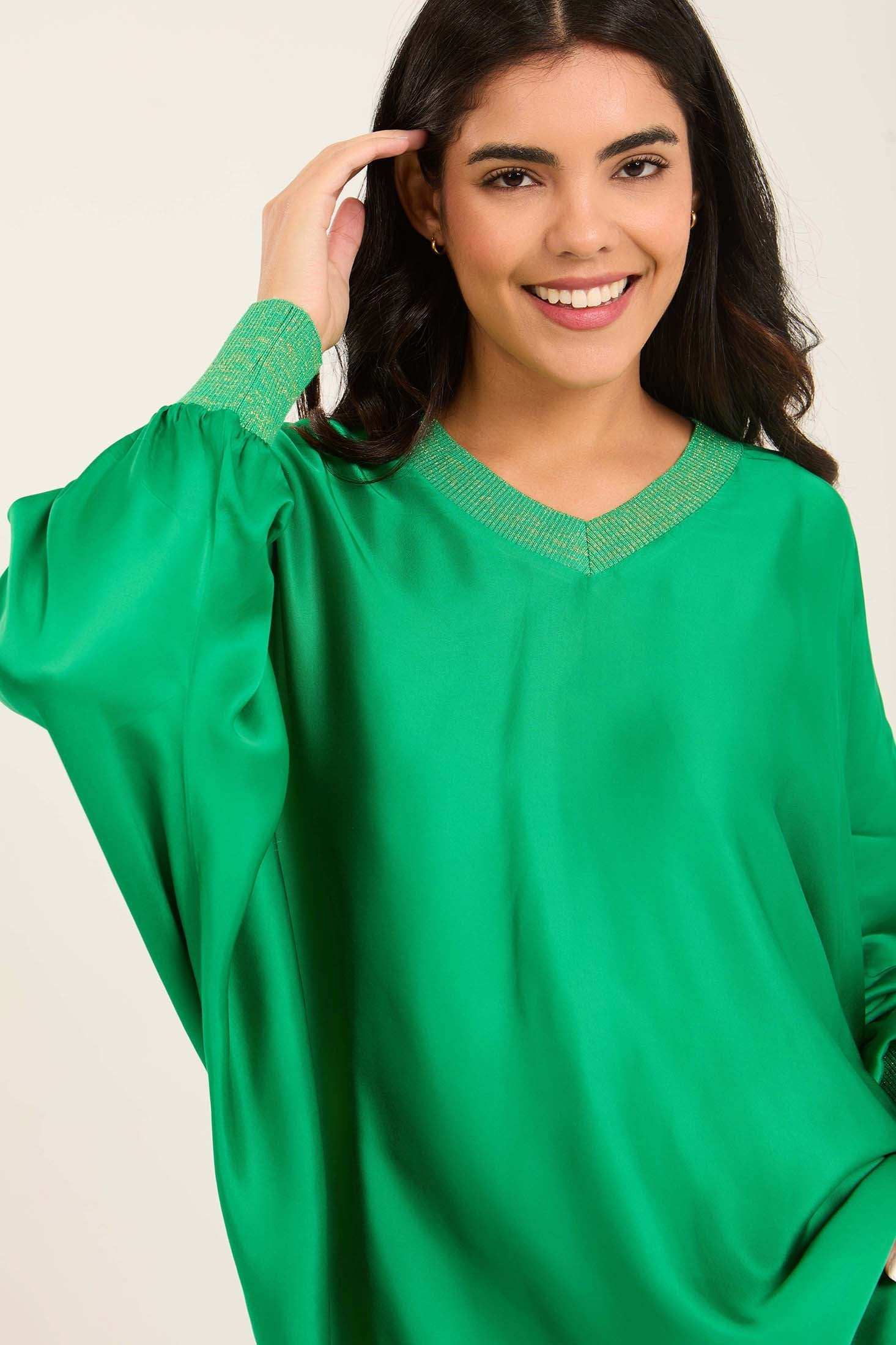 Colorful Ribbed V-Neck Elegant Tunic - Image 2