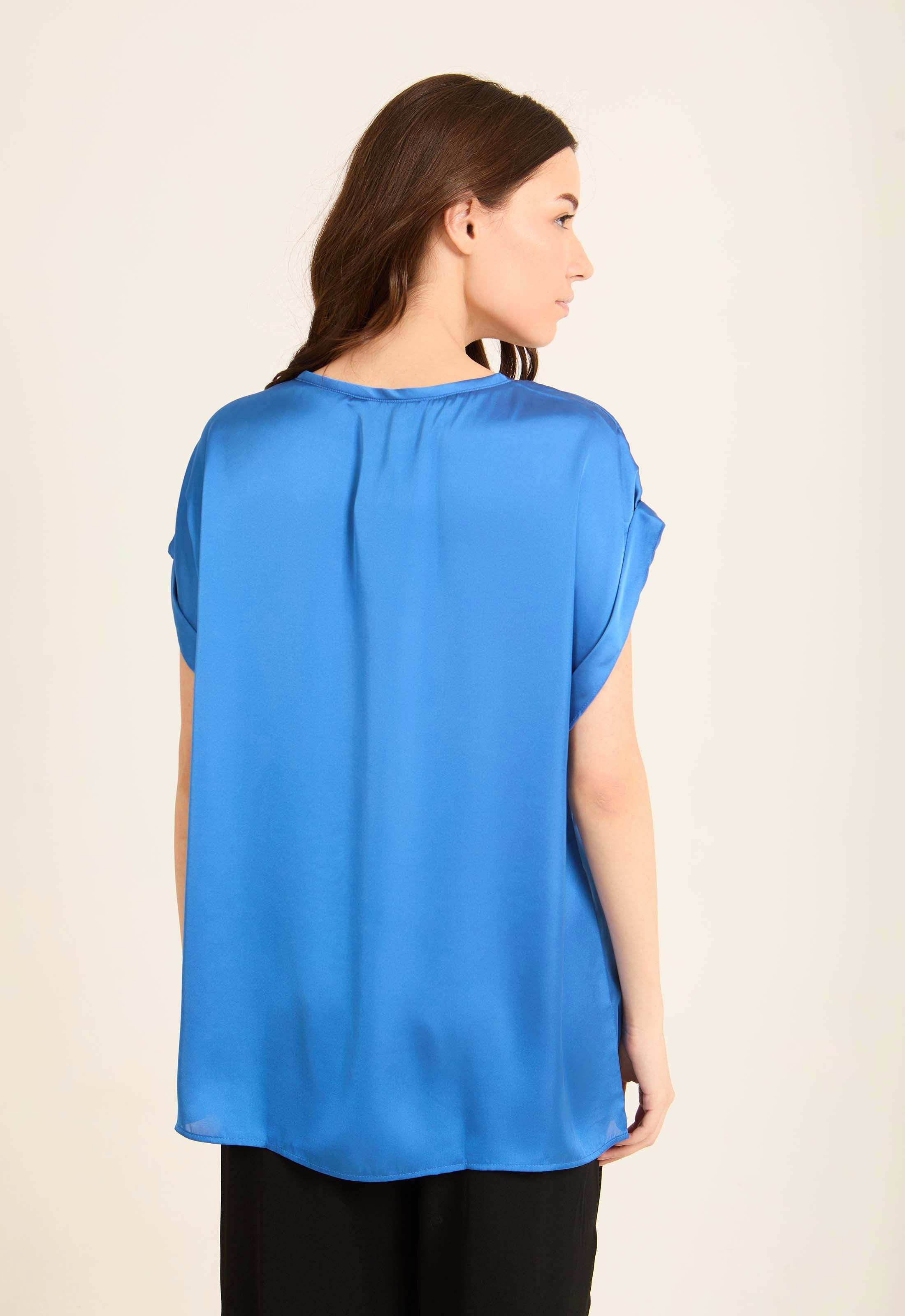 Roll-Up Short Sleeves Satin Top - Image 4
