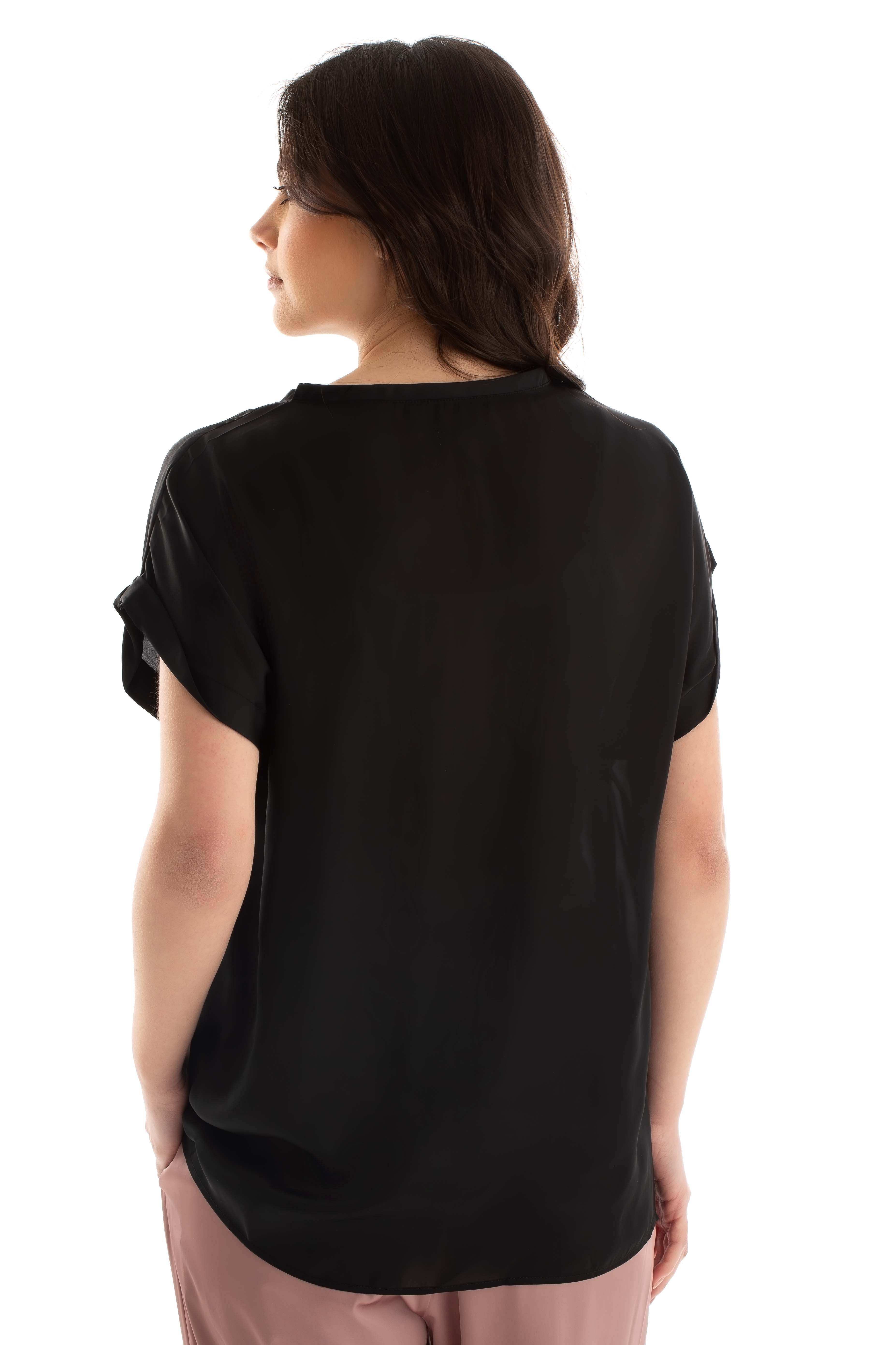 Roll-Up Short Sleeves Satin Top - Image 3