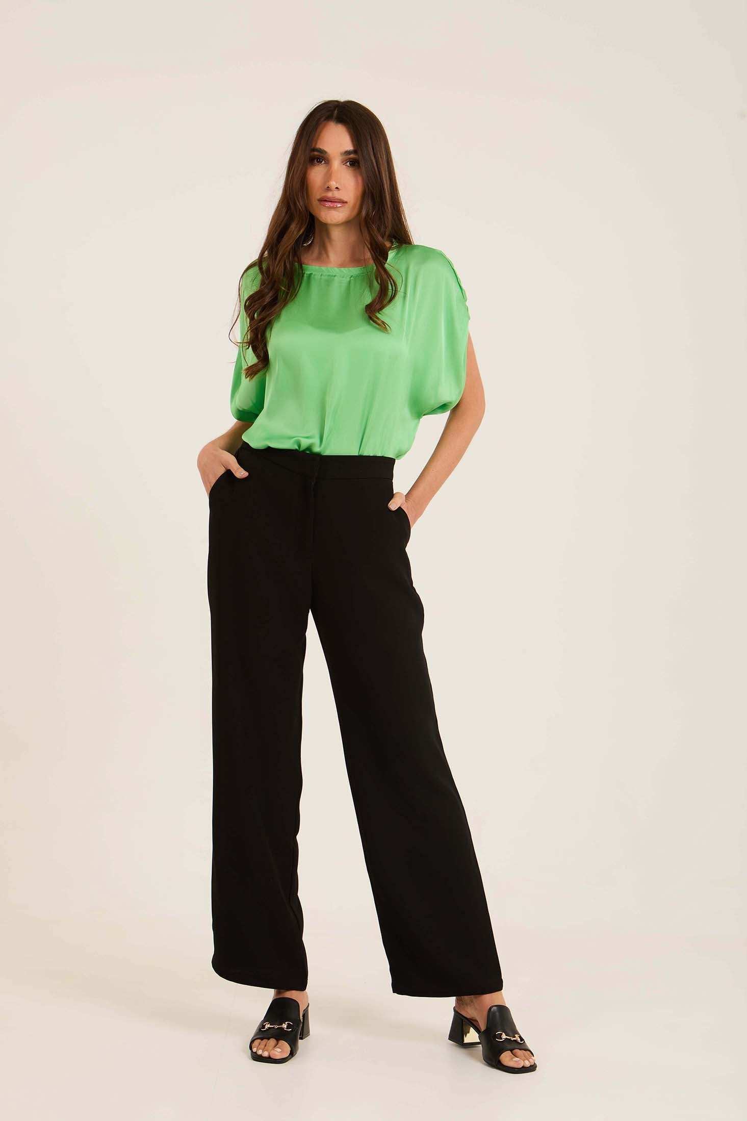 Roll-Up Short Sleeves Satin Top - Image 4