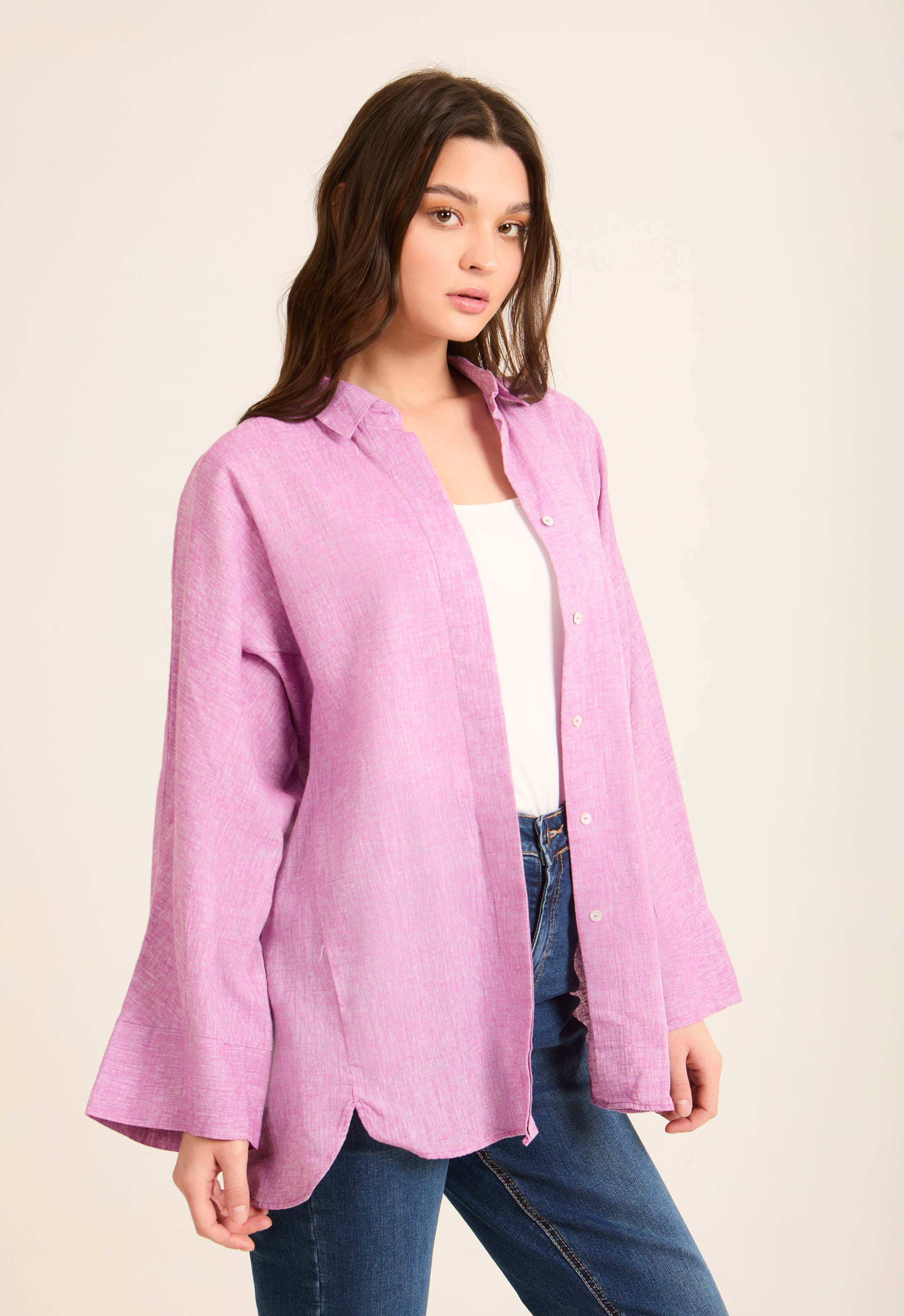 Versatile Oversized Linen Shirt - Image 10
