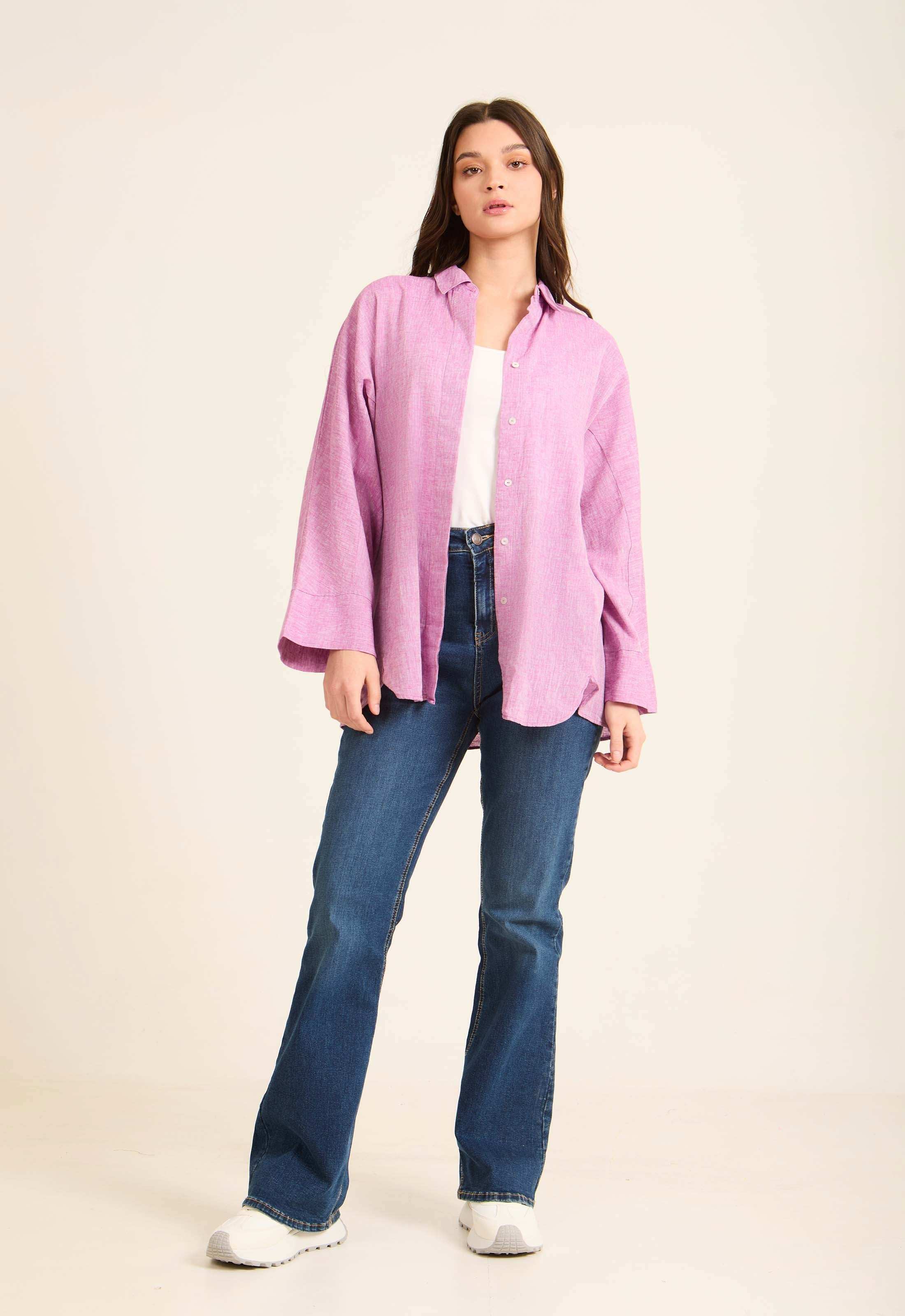 Versatile Oversized Linen Shirt - Image 11