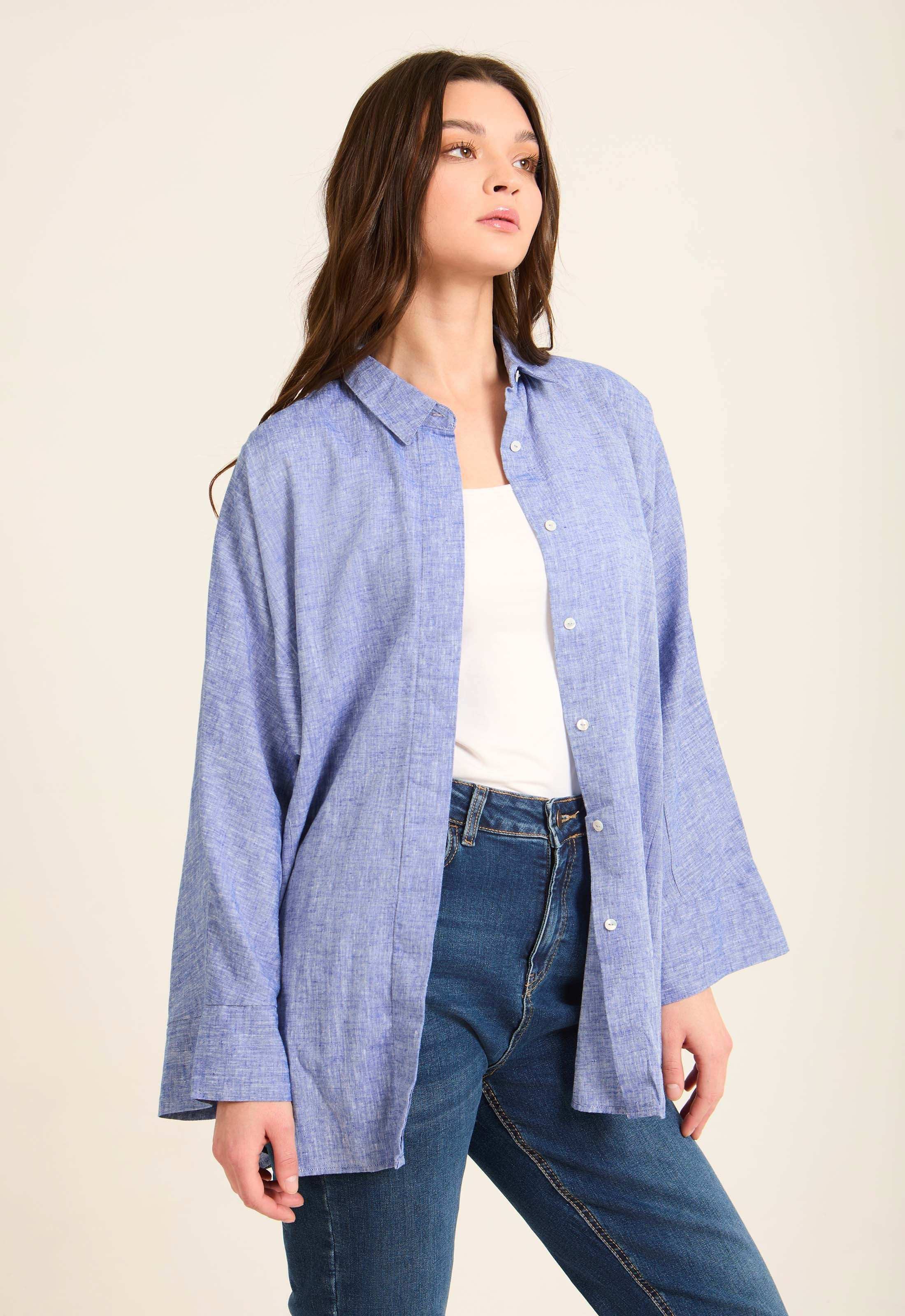 Versatile Oversized Linen Shirt - Image 2