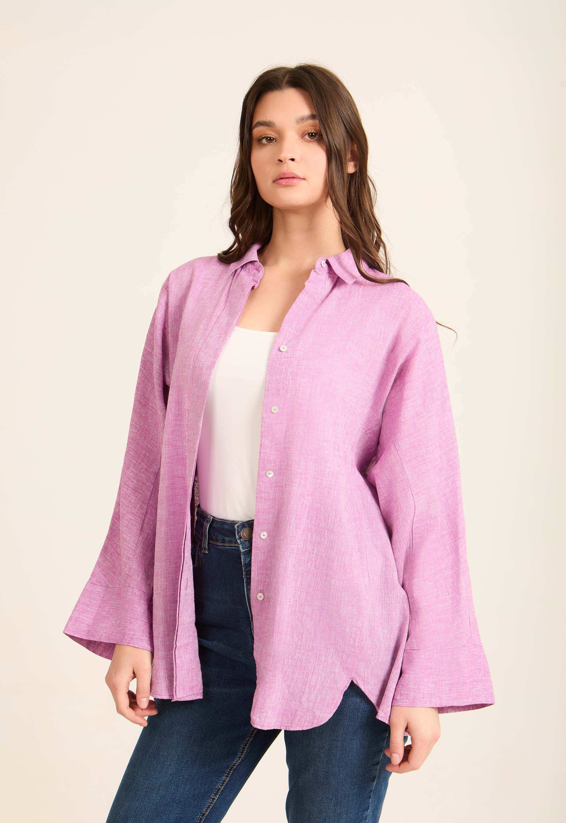 Versatile Oversized Linen Shirt - Image 9