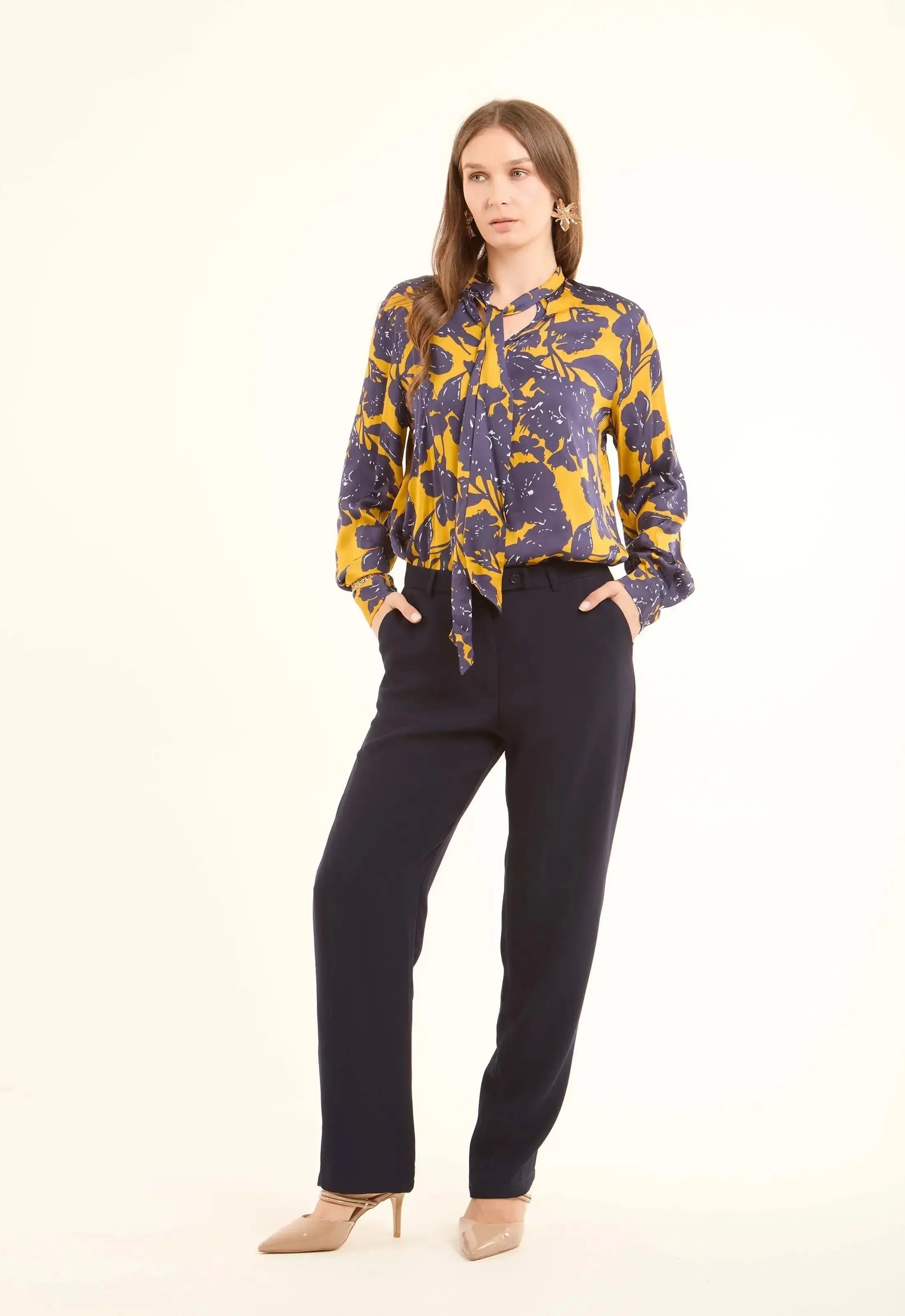 Floral Tie-Neck Viscose Blouse - Image 4
