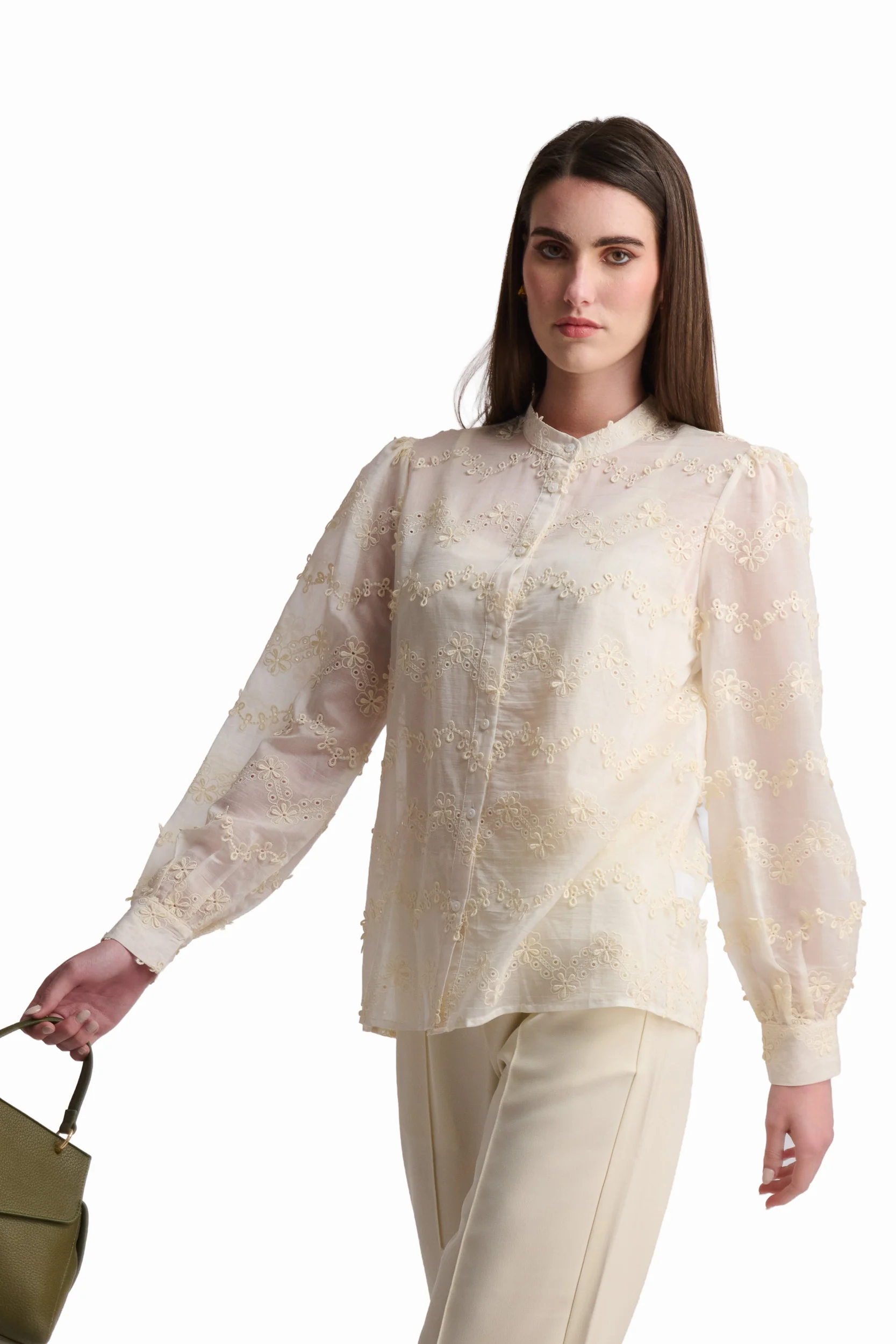 Victorian-Inspired Scalloped Eyelet Blouse - Image 3