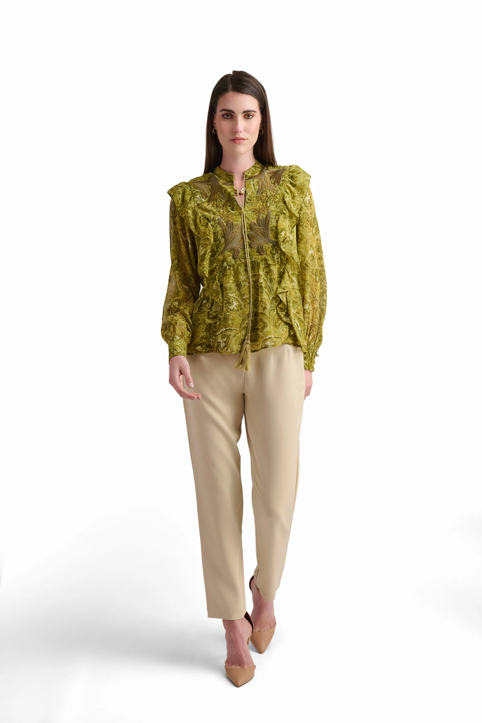 Golden Baroque Ruffle Blouse - Image 2
